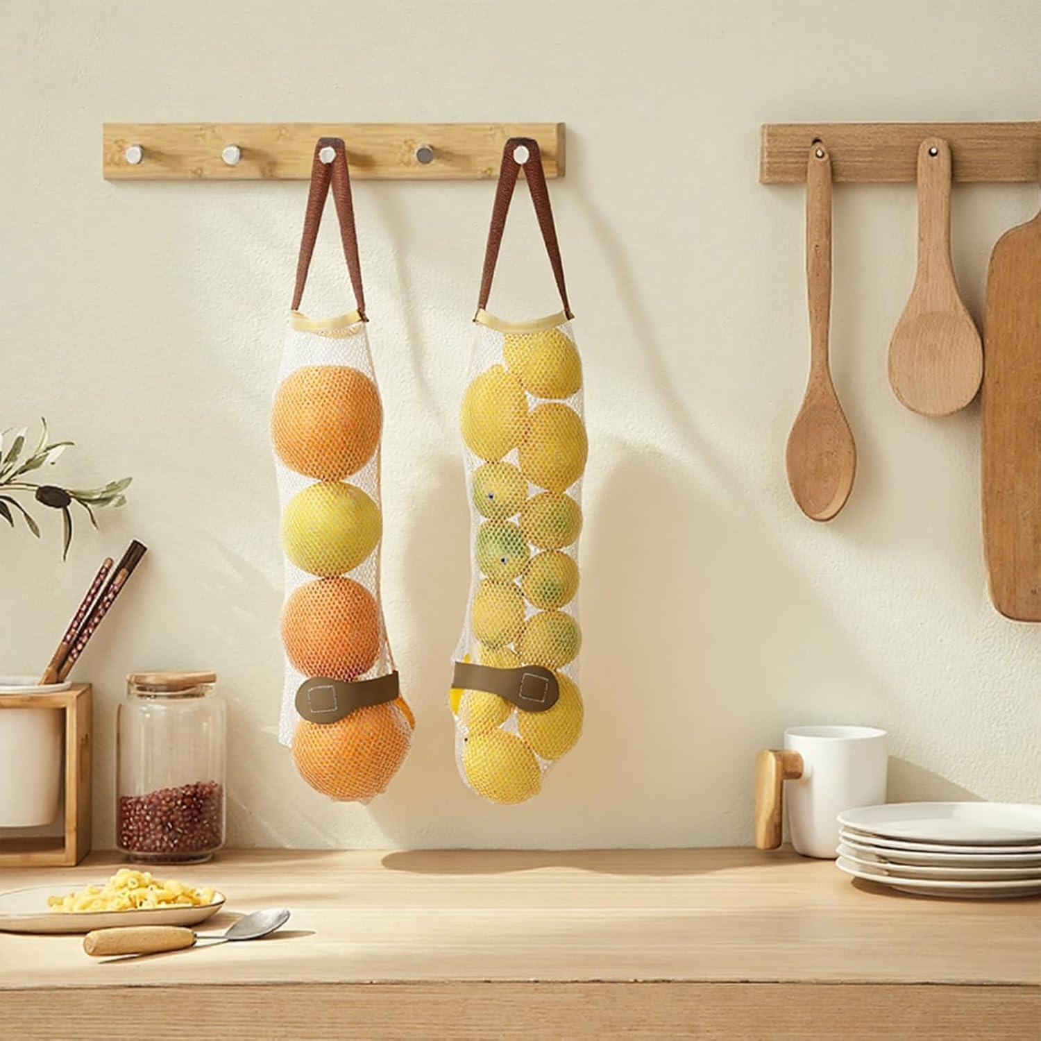 6 Bolsas de Almacenamiento de Cebolla Classicseali 48cm Beige