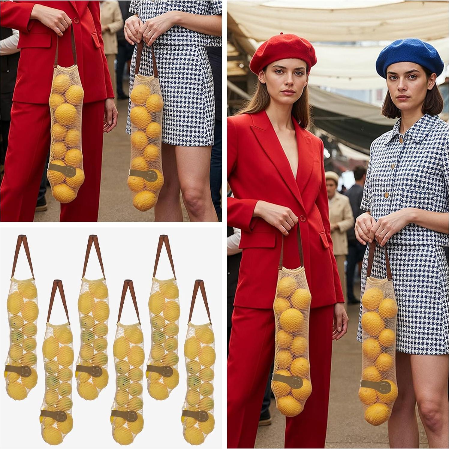 6 Bolsas de Almacenamiento de Cebolla Classicseali 48cm Beige