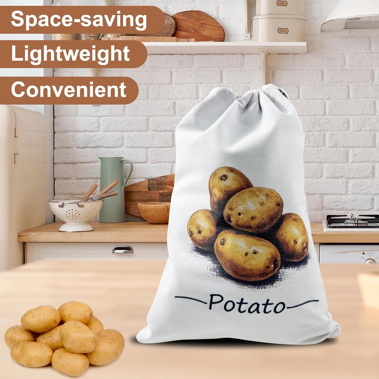 Paquete de 3 bolsas de almacenamiento de vegetales SSQMartt - Lona blanca