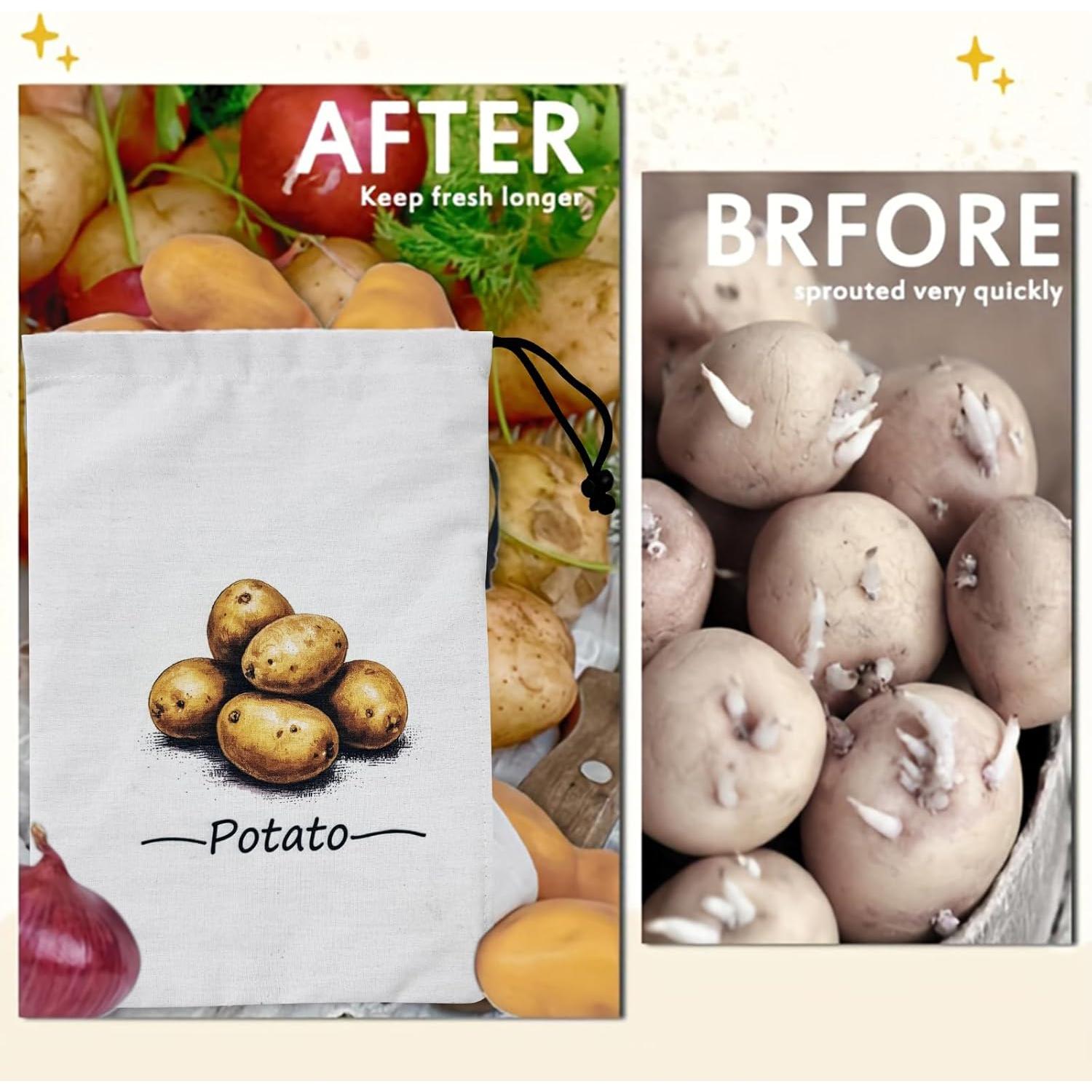 Paquete de 3 bolsas de almacenamiento de vegetales SSQMartt - Lona blanca