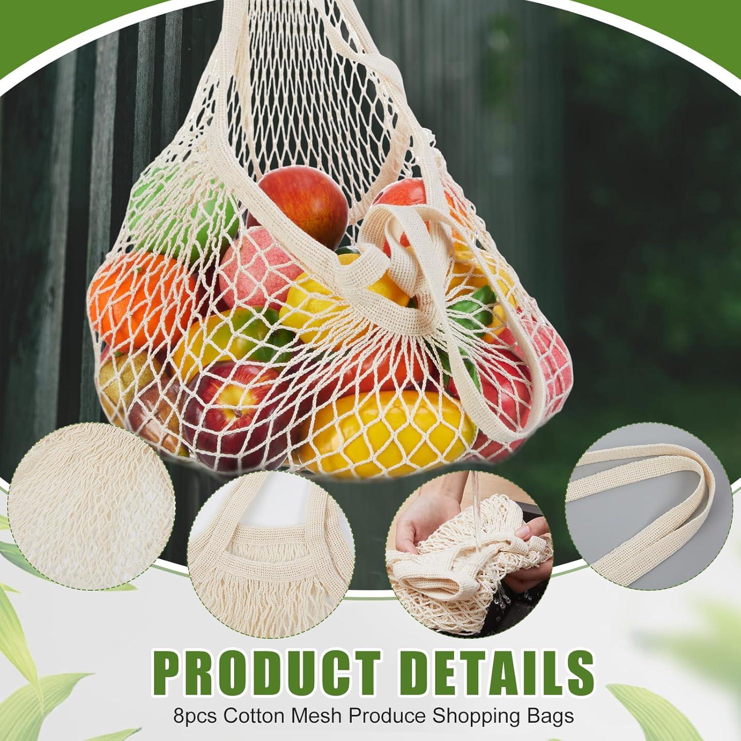 Bolsas de Compras de Malla de Algodón SATINIOR 8 Piezas 40x40 cm