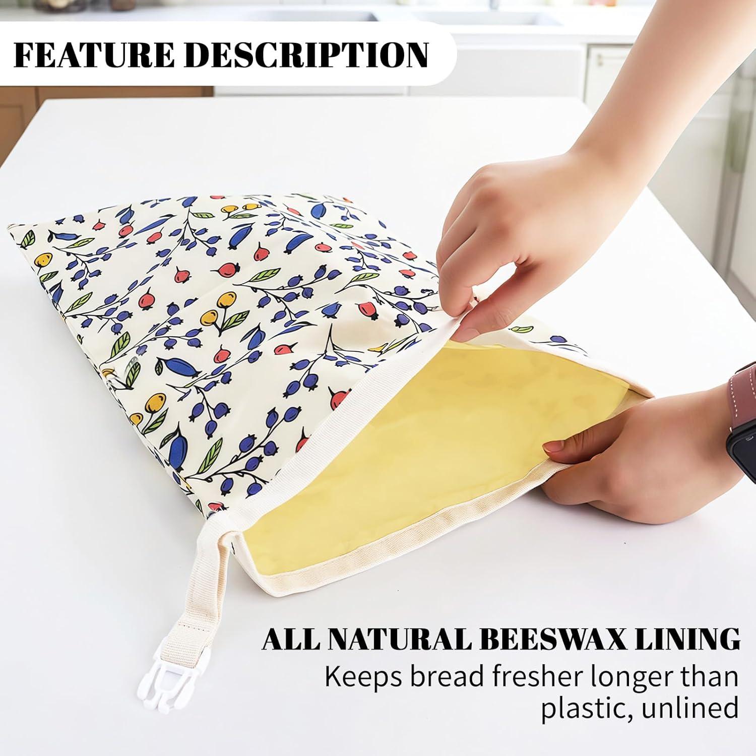 Bolsas de Pan Reutilizables EHZYP 43x33 cm Algodón Cera Abeja