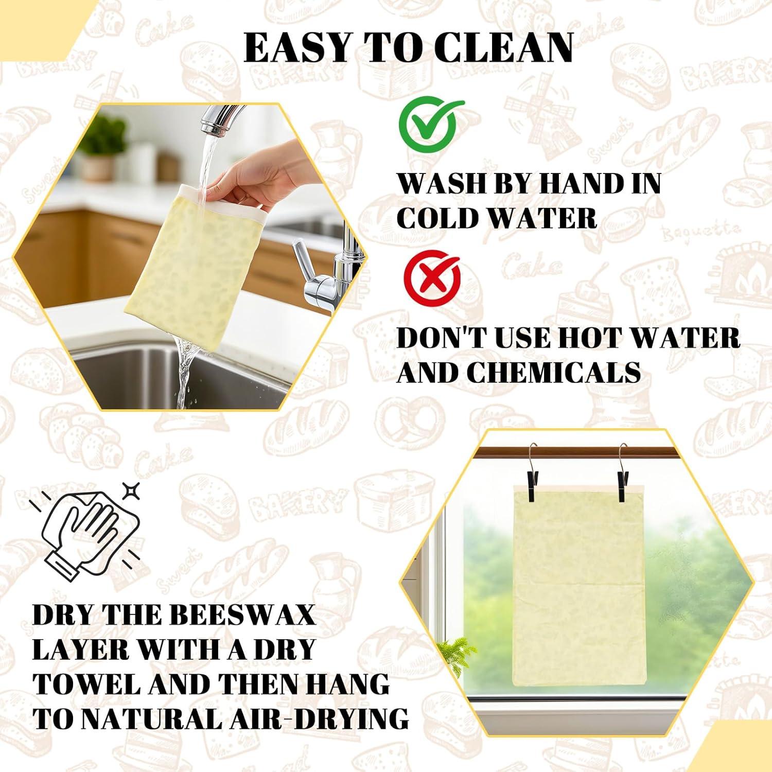 Bolsas de Pan Reutilizables EHZYP 43x33 cm Algodón Cera Abeja