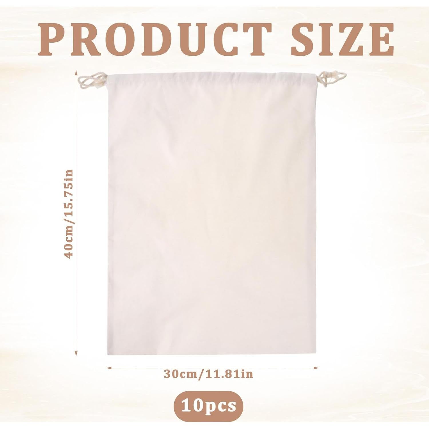 10 Bolsas de Algodón Reutilizables SynHHergyx 30x40 cm