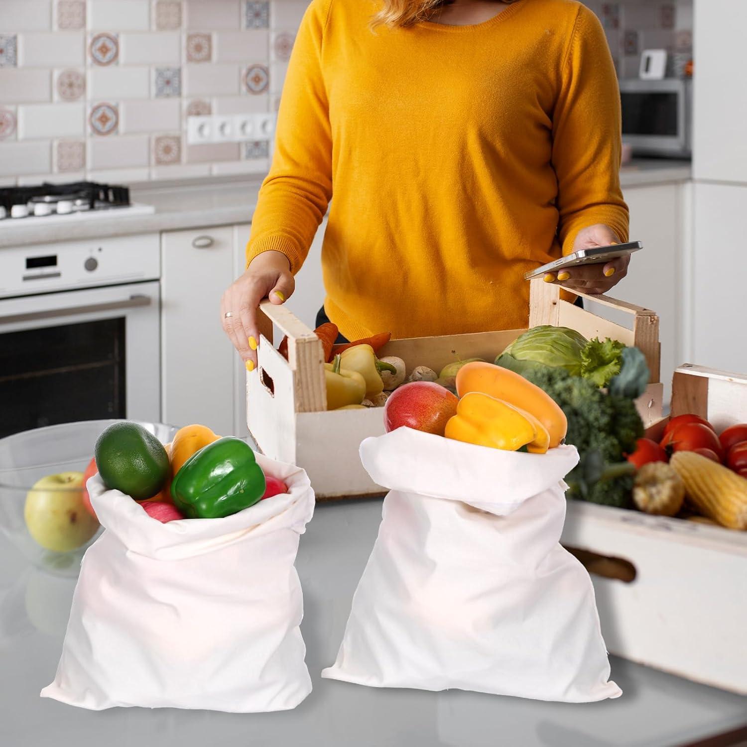 10 Bolsas de Algodón Reutilizables SynHHergyx 30x40 cm