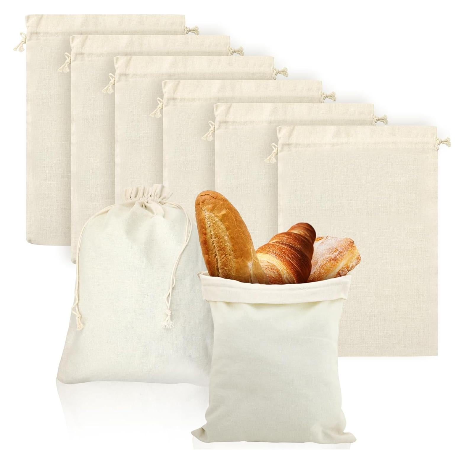 6 Bolsas de Algodón Reutilizables KEJJNYER 30x40 cm Lino Natural