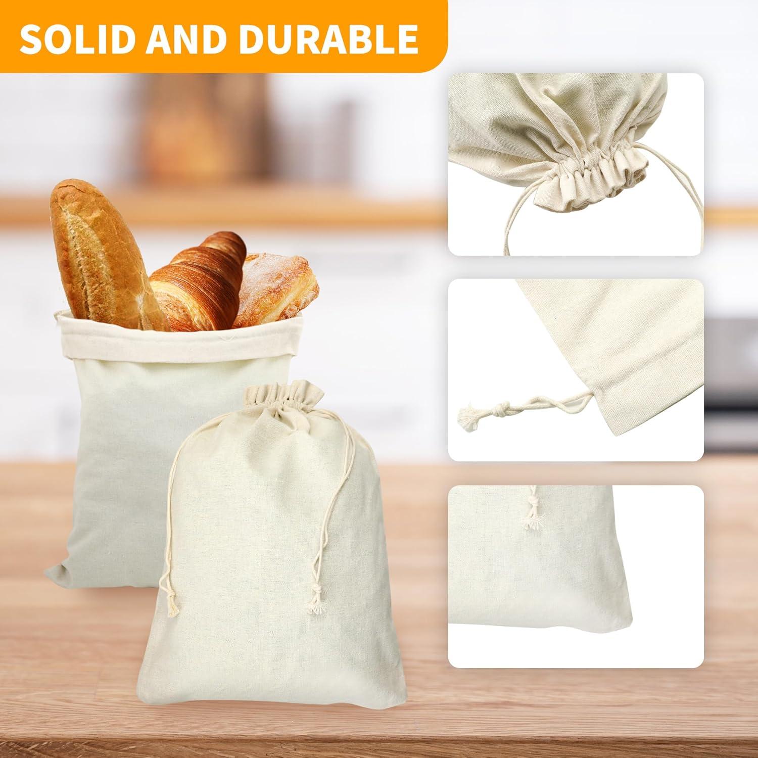6 Bolsas de Algodón Reutilizables KEJJNYER 30x40 cm Lino Natural