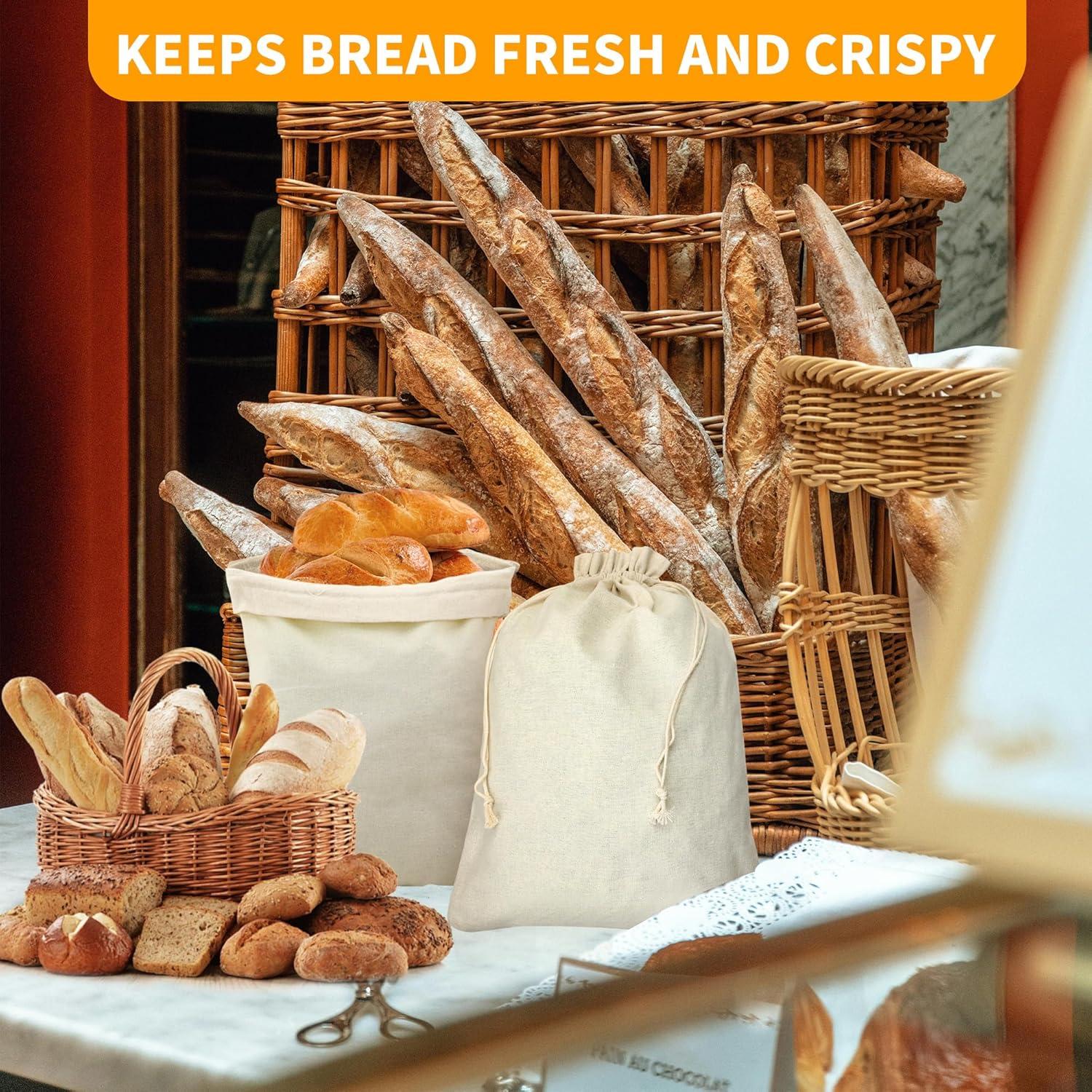 6 Bolsas de Algodón Reutilizables KEJJNYER 30x40 cm Lino Natural