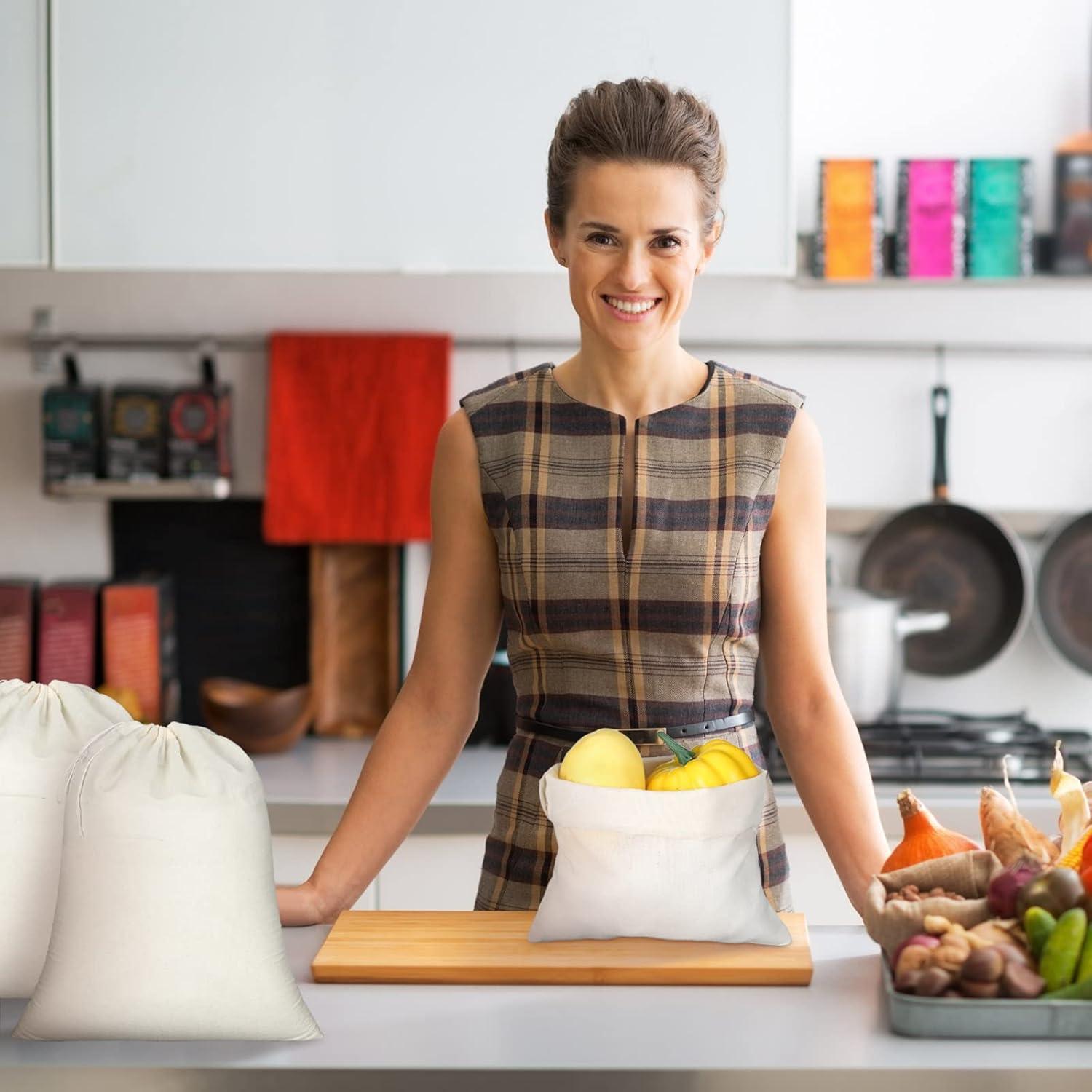 15 Bolsas de Muselina con Cierre de Cordón Pangda 35.1x25.4cm