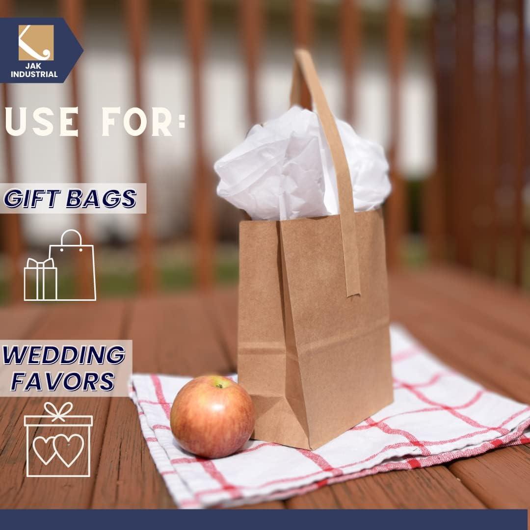 Bolsas de Papel Kraft Pequeñas con Mangos 20.32x15.24x8.89 cm - 50 Unidades