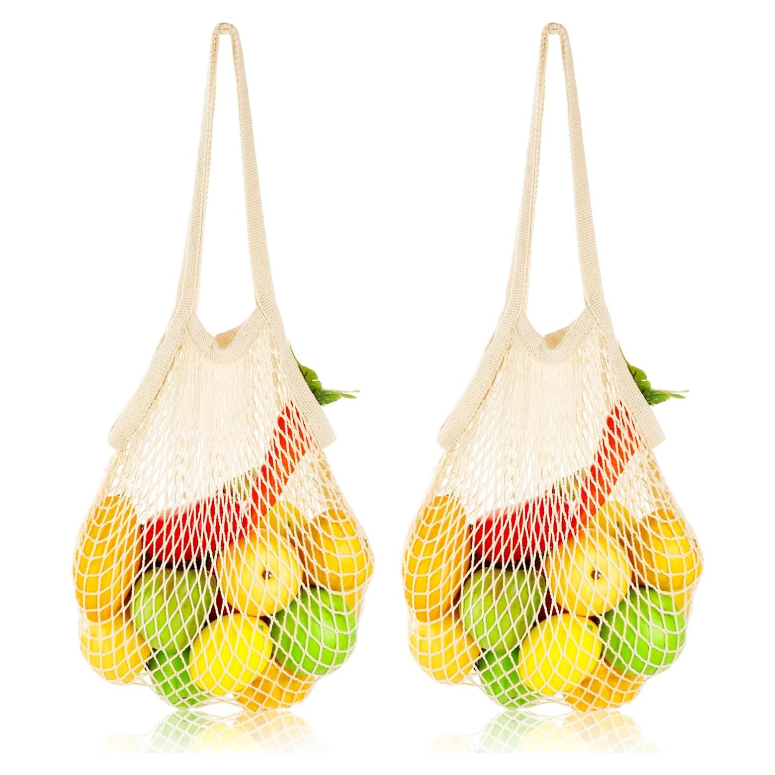 Bolsa de Compras Reutilizable Gtziqa 2 Piezas Algodón Beige