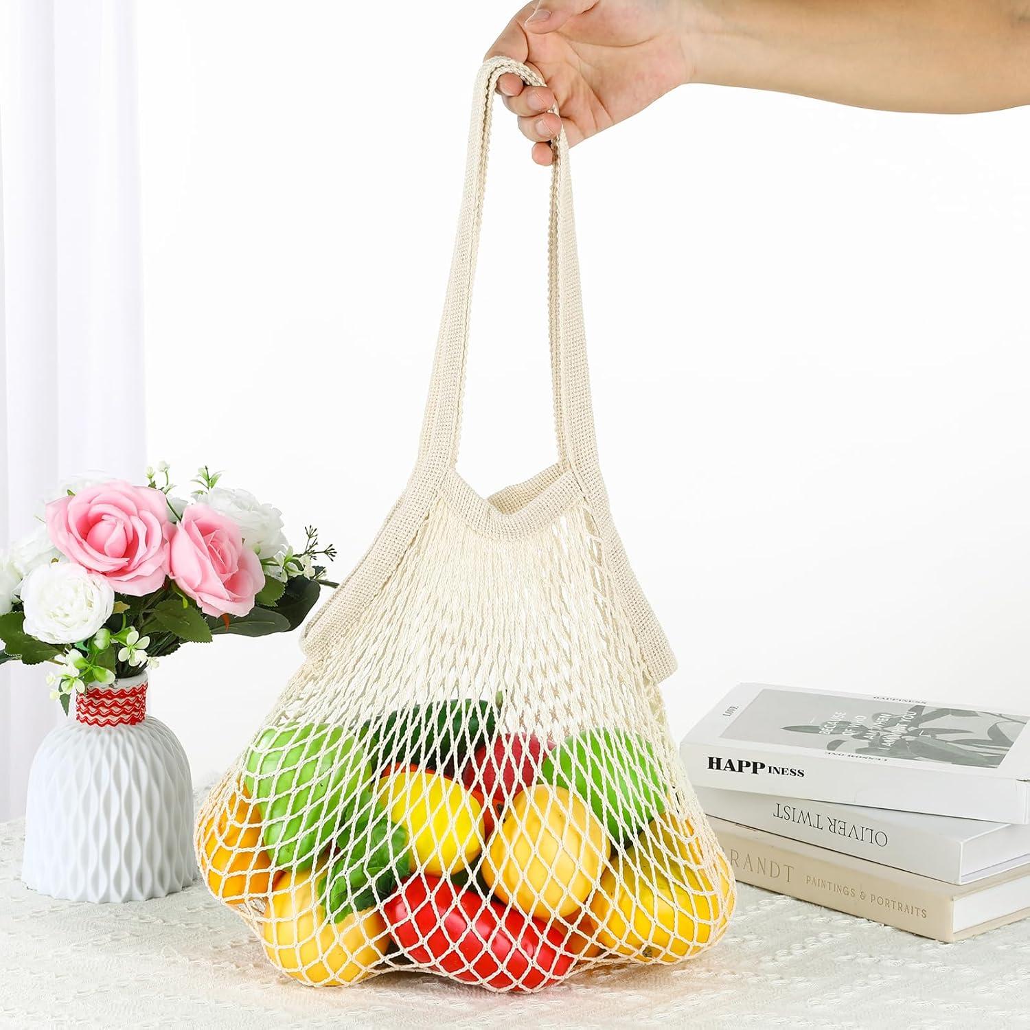 Bolsa de Compras Reutilizable Gtziqa 2 Piezas Algodón Beige