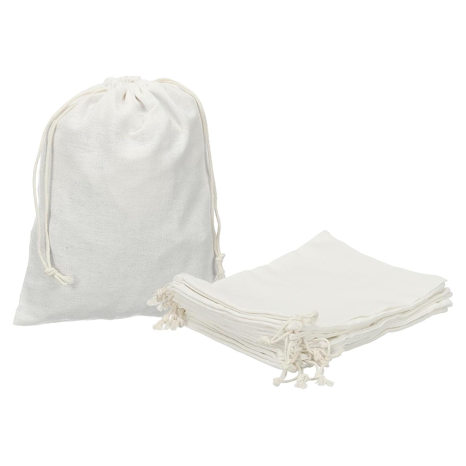 10 Bolsas de Algodón Reutilizables PATIKIL con Cierre de Cordón 25x20 cm