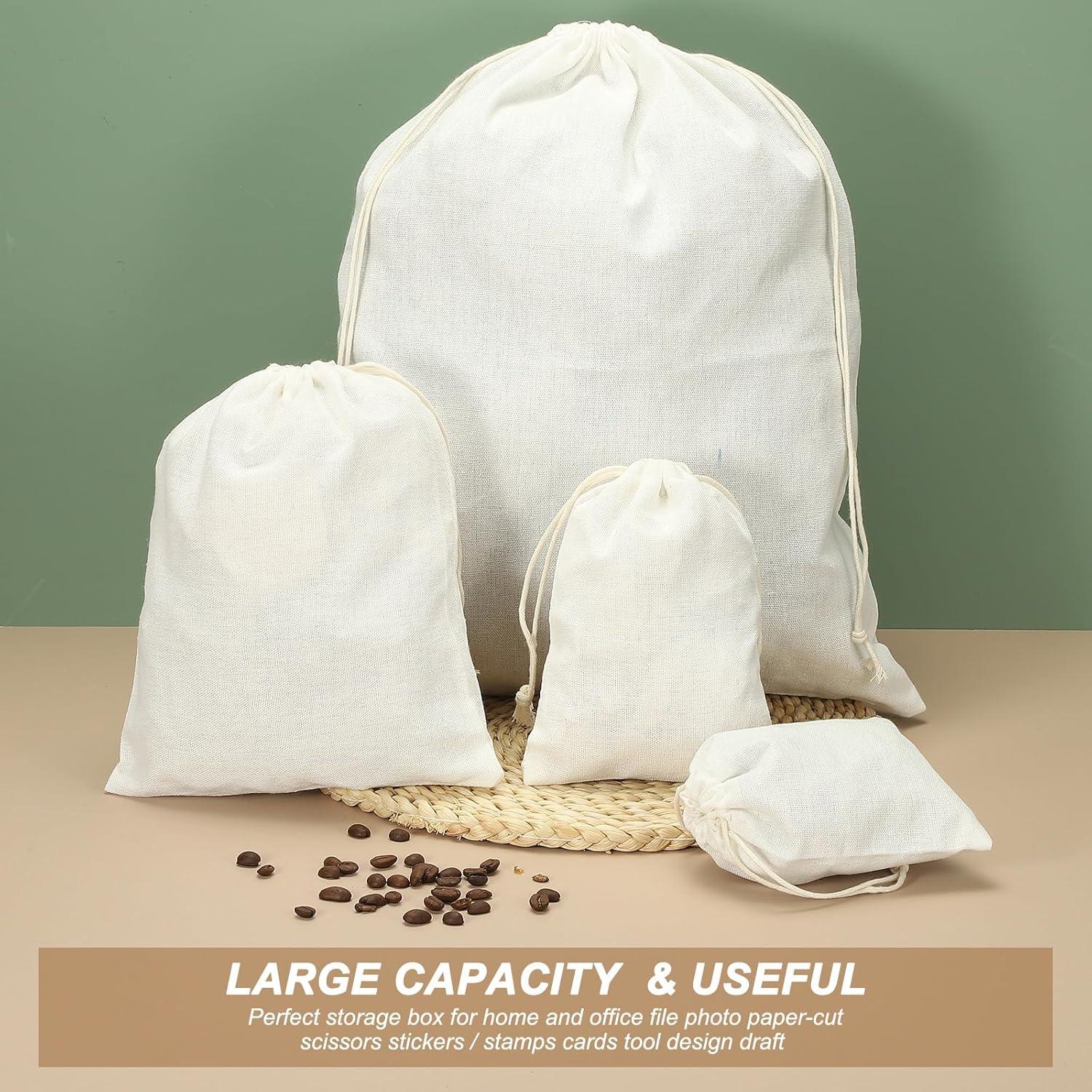 10 Bolsas de Algodón Reutilizables PATIKIL con Cierre de Cordón 25x20 cm