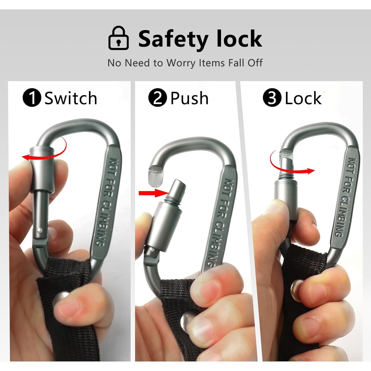 Ganchos para cochecitos Ytcku - 2 Piezas Gris, Mosquetón Bloqueo