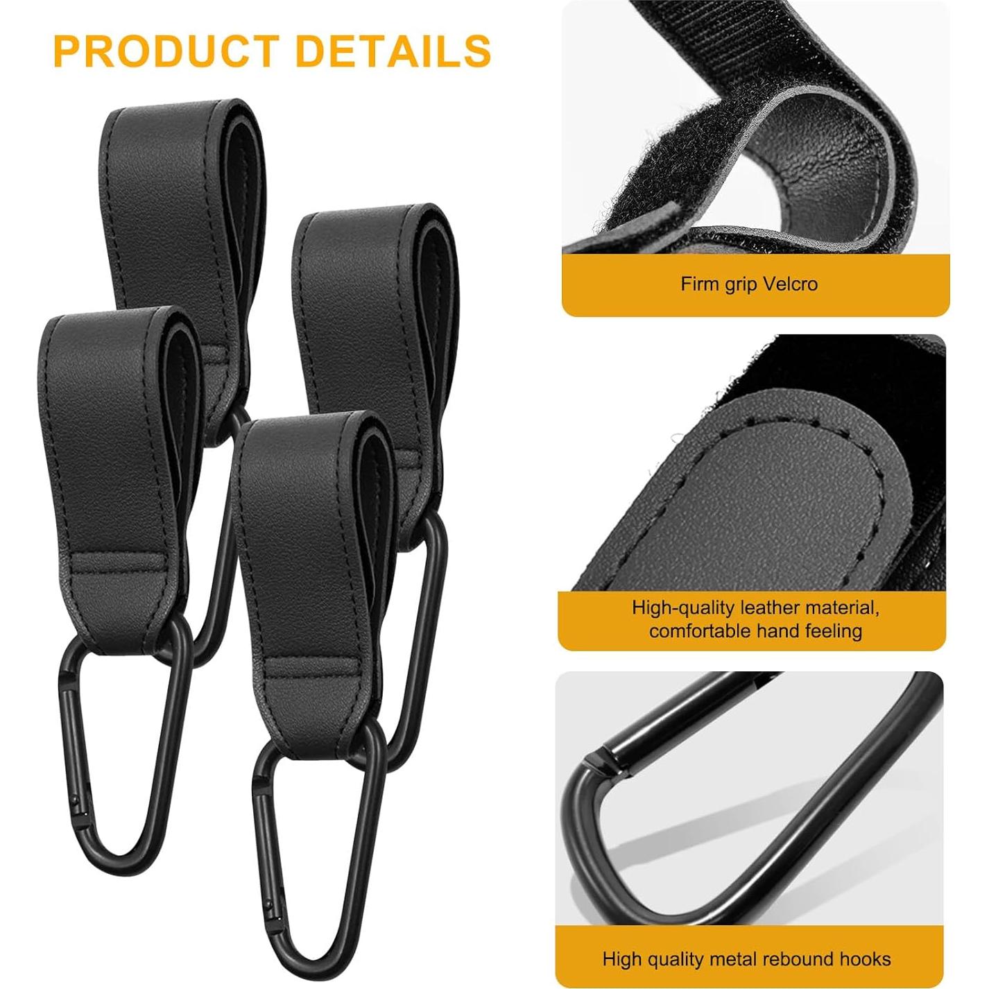 Ganchos Universales para Cochecitos 4PCS Negro - Capacidad 20kg