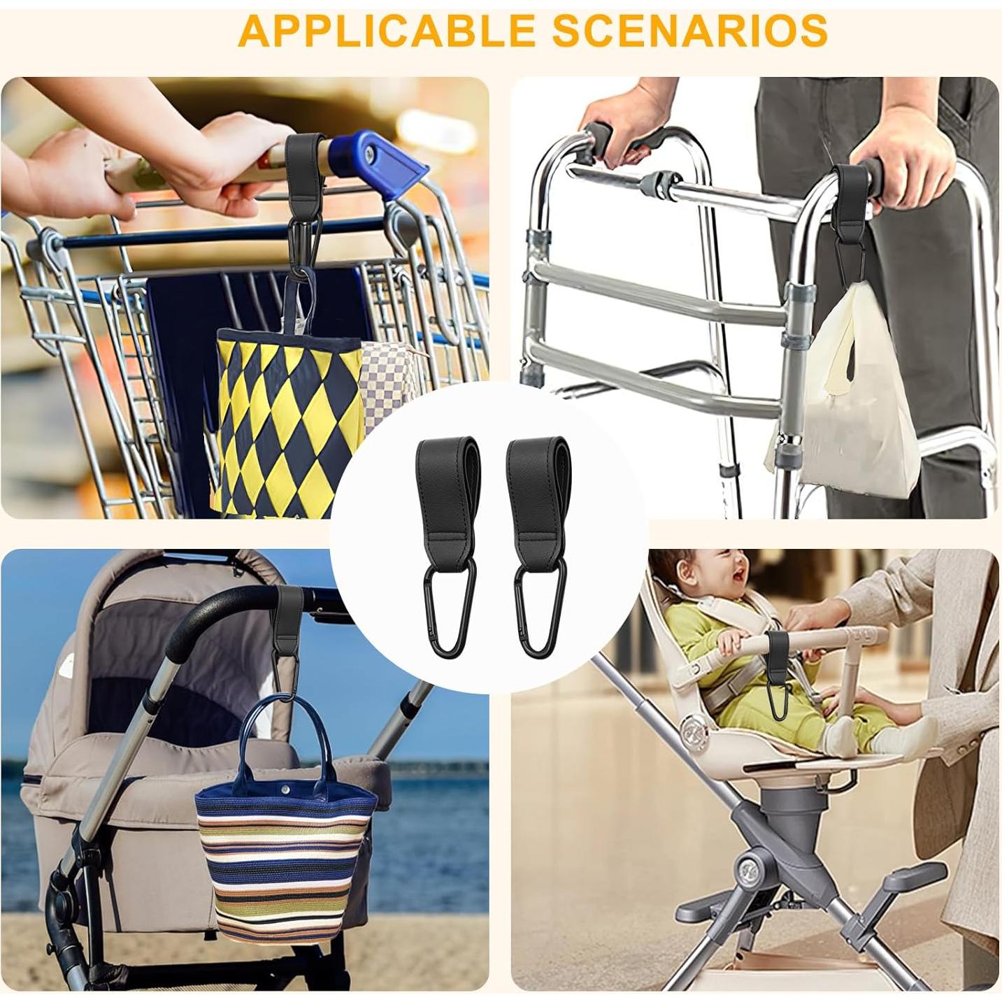 Ganchos Universales para Cochecitos 4PCS Negro - Capacidad 20kg