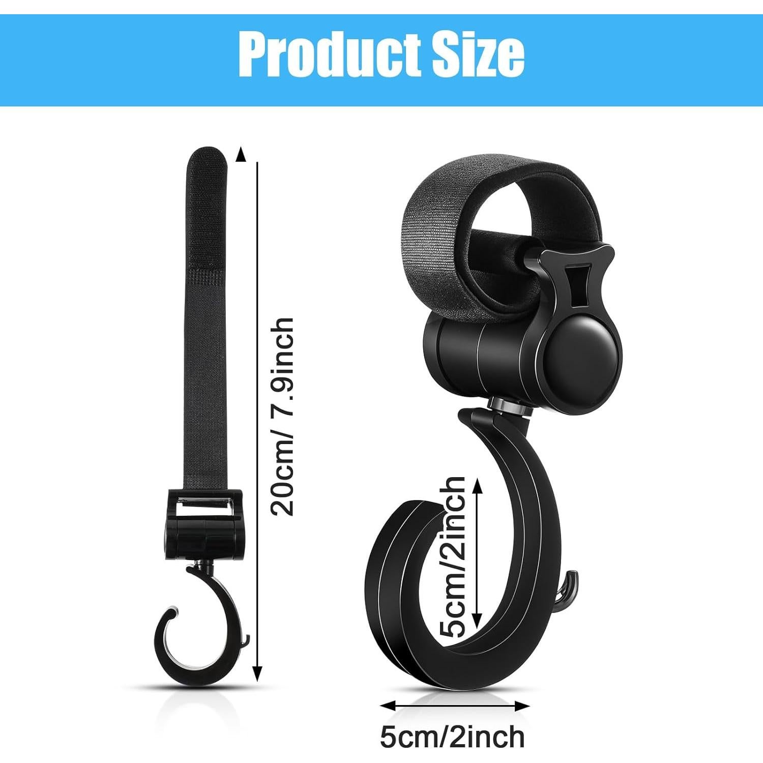 4 Ganchos Colgantes Multifuncionales para Andador - Negro