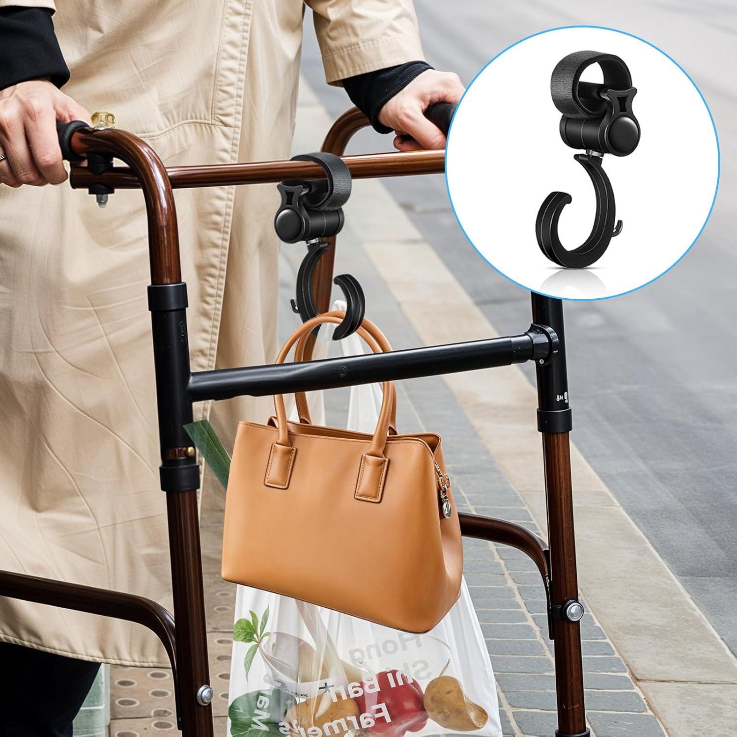 4 Ganchos Colgantes Multifuncionales para Andador - Negro