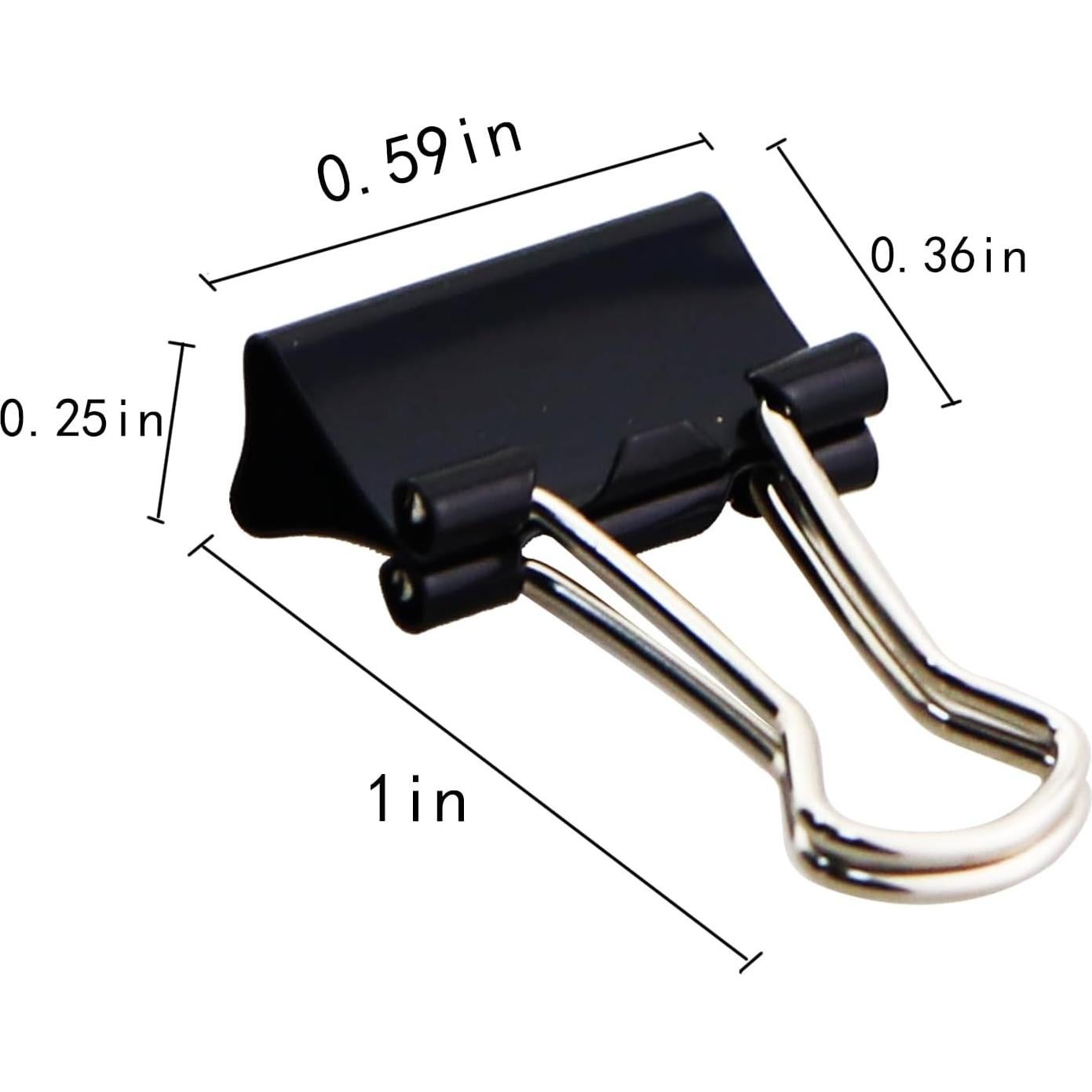 100 Clips de Papel Mini Negro Caishun 1.52 cm para Oficina