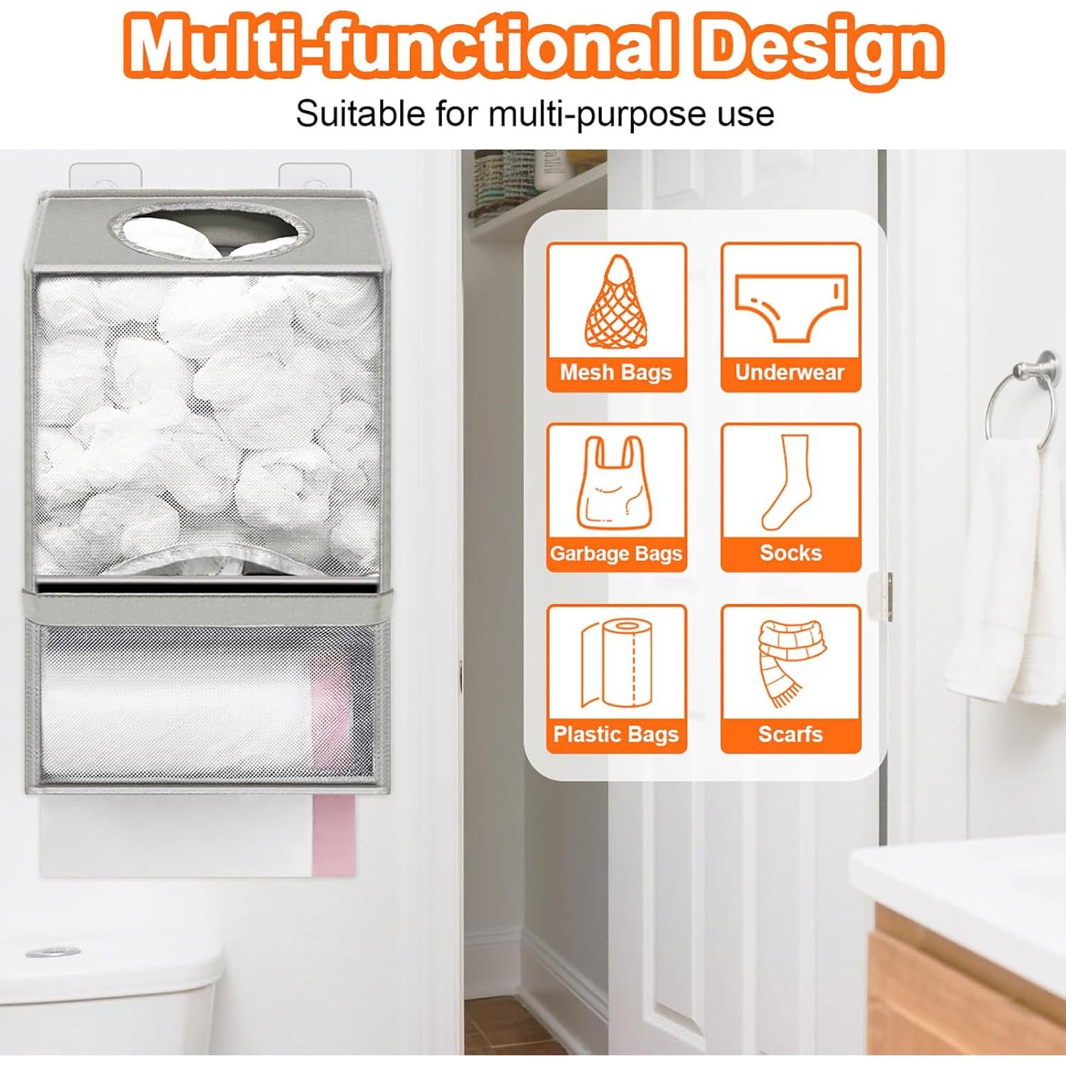 Soporte de Pared para Bolsas de Plástico Spaclear Gris 2 en 1