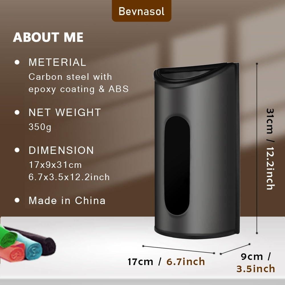 Soporte de Bolsa de Plástico Bevansol, Acero Inoxidable Negro