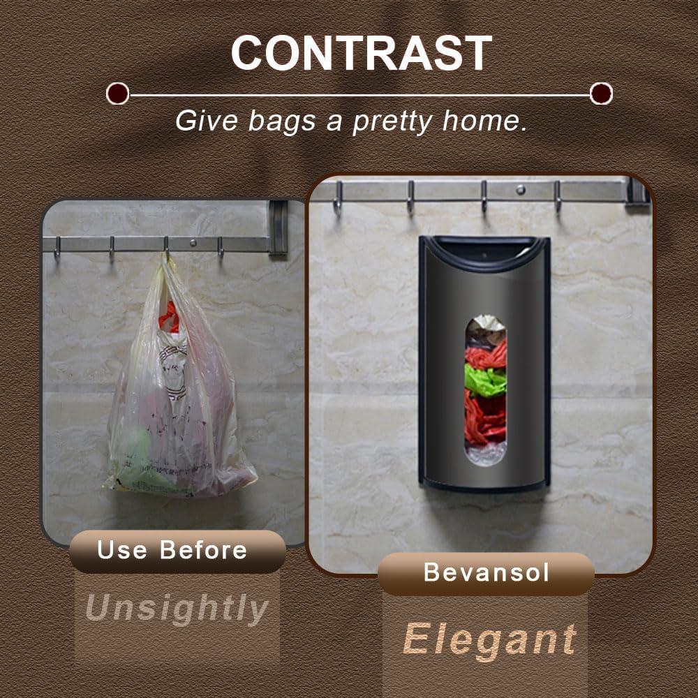 Soporte de Bolsa de Plástico Bevansol, Acero Inoxidable Negro