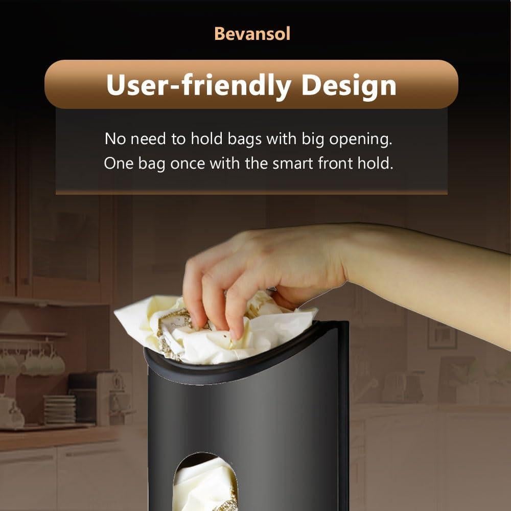 Soporte de Bolsa de Plástico Bevansol, Acero Inoxidable Negro