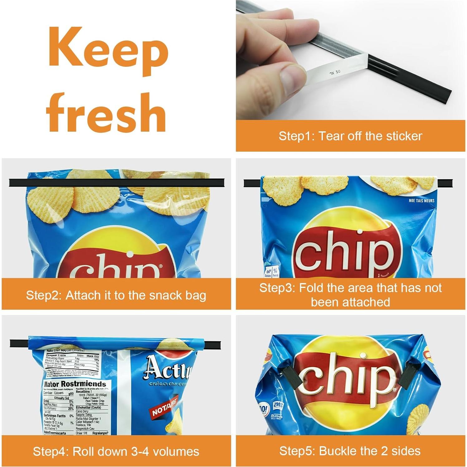 50 Clips para Sellar Bolsas de Alimentos OMGOD - Multiusos