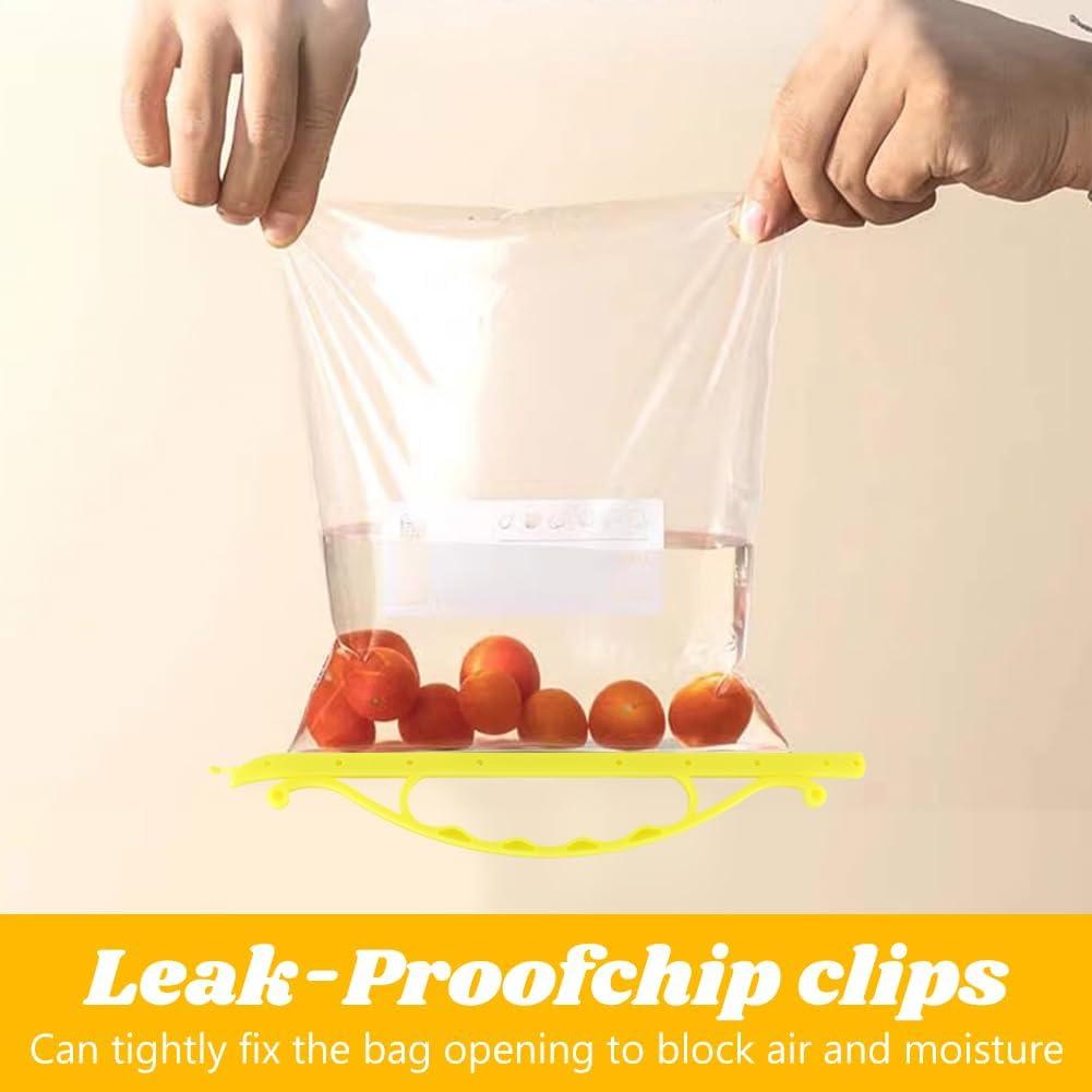 10 Clips de Sellado de Comida Kakalote - 2 Tamaños, Amarillo y Blanco