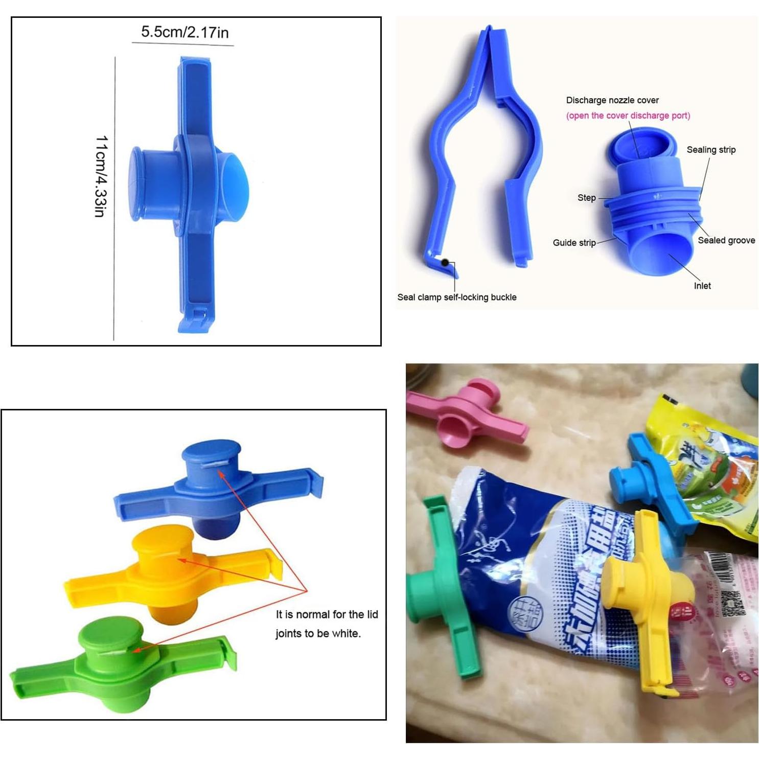 Paquete de 4 Clips de Sellado NentMent con Boquilla para Verter