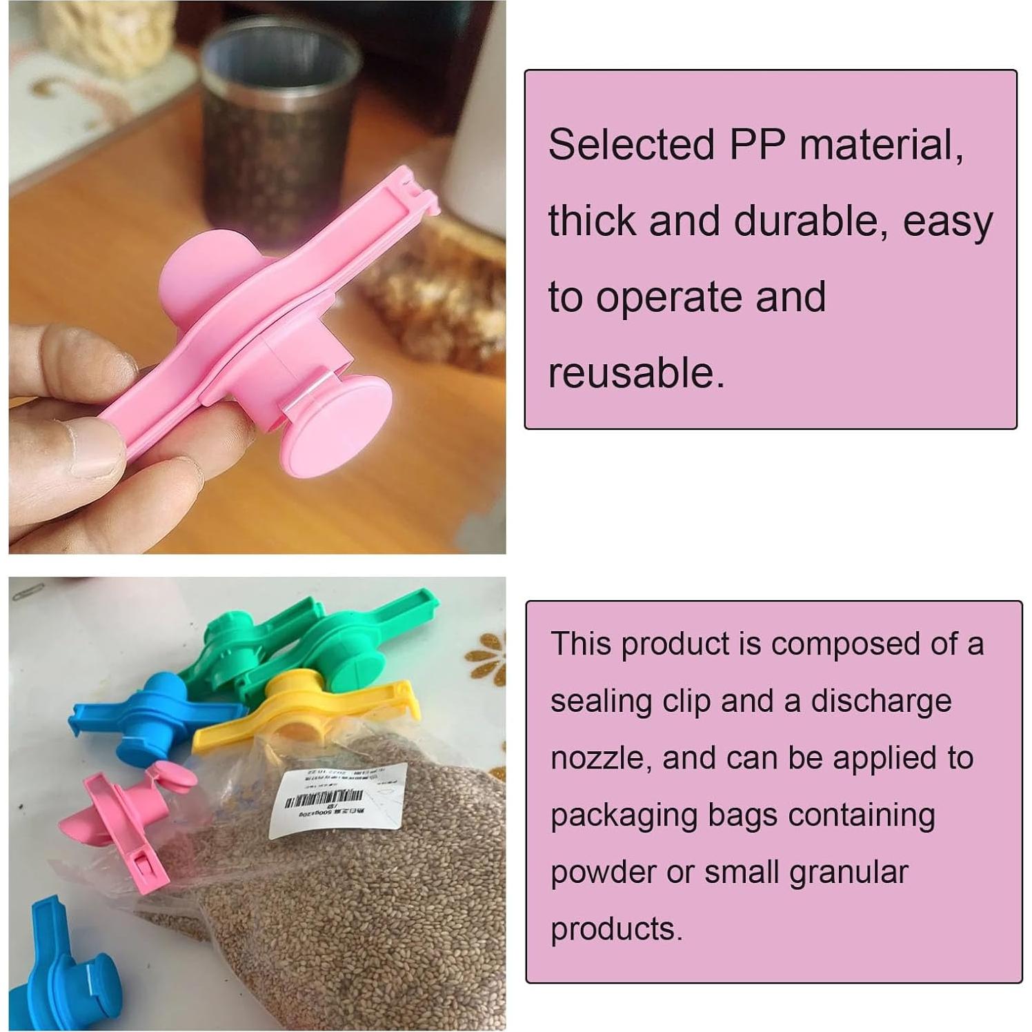 Paquete de 4 Clips de Sellado NentMent con Boquilla para Verter