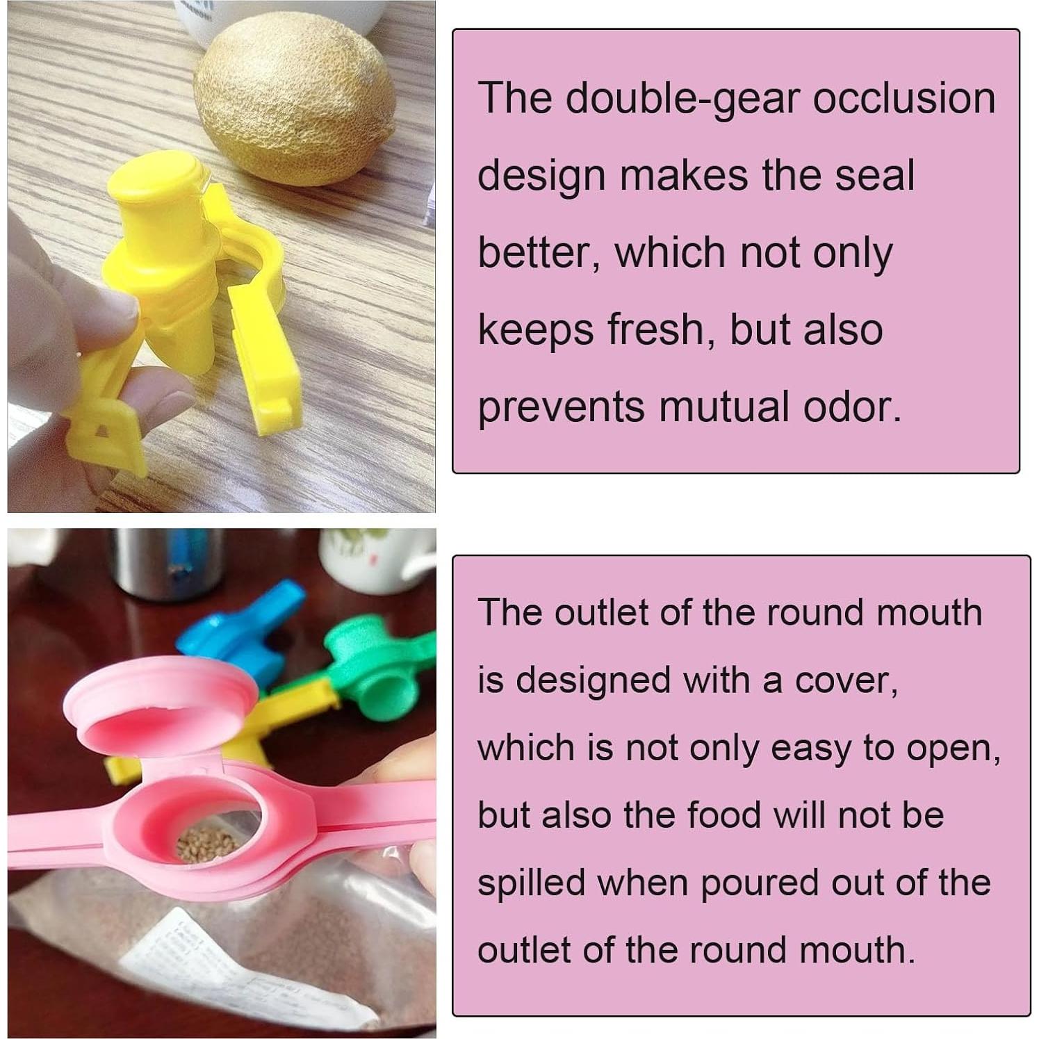 Paquete de 4 Clips de Sellado NentMent con Boquilla para Verter