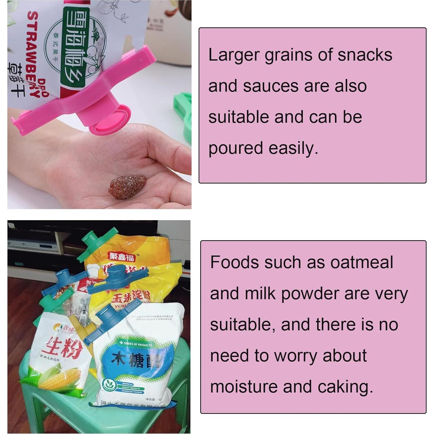 Paquete de 4 Clips de Sellado NentMent con Boquilla para Verter