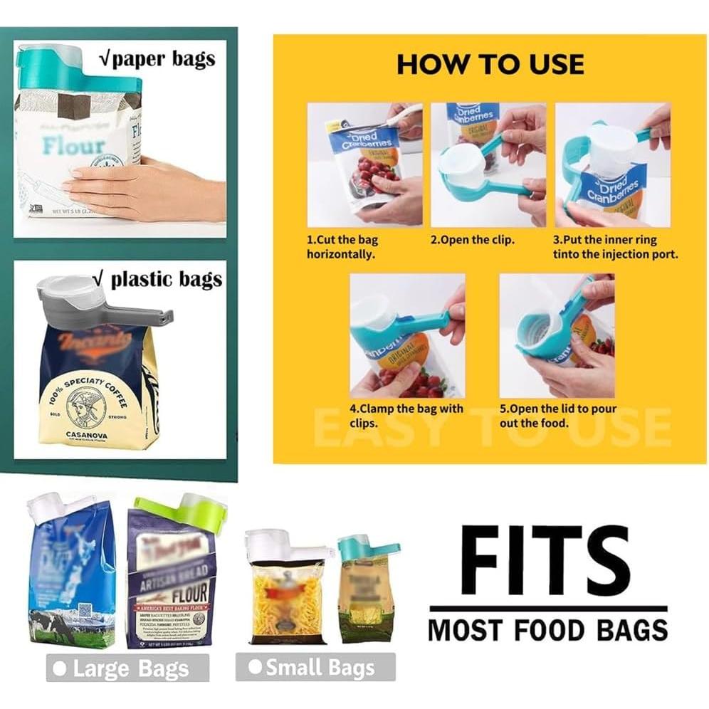 Clip para Sellar y Verter Alimentos Darfooper 1 Pcs Reutilizable