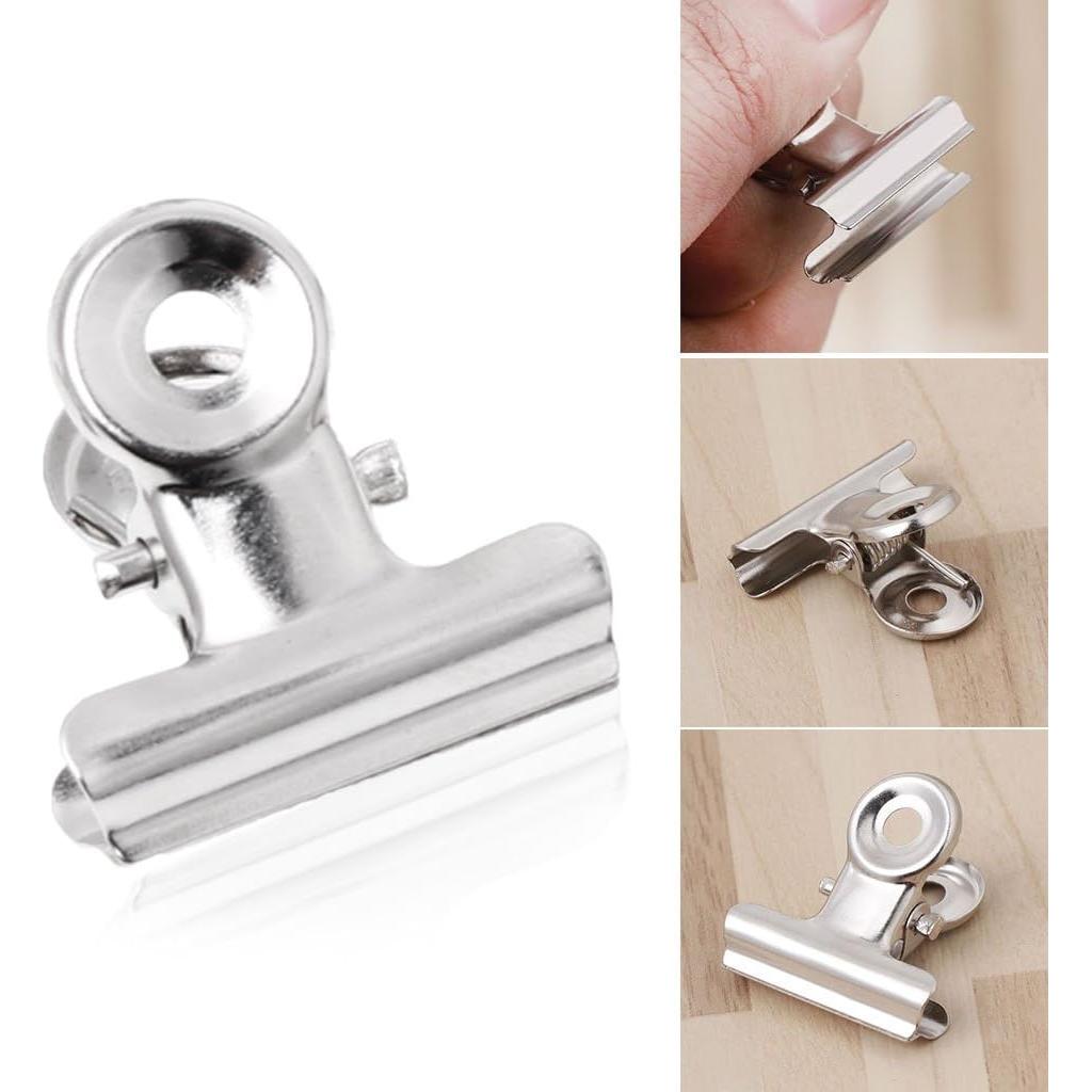 10 Clips de Agarre Bulldog Acero Inoxidable Tebatu 2.2cm