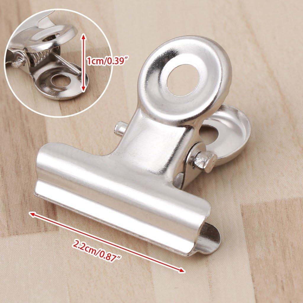 10 Clips de Agarre Bulldog Acero Inoxidable Tebatu 2.2cm