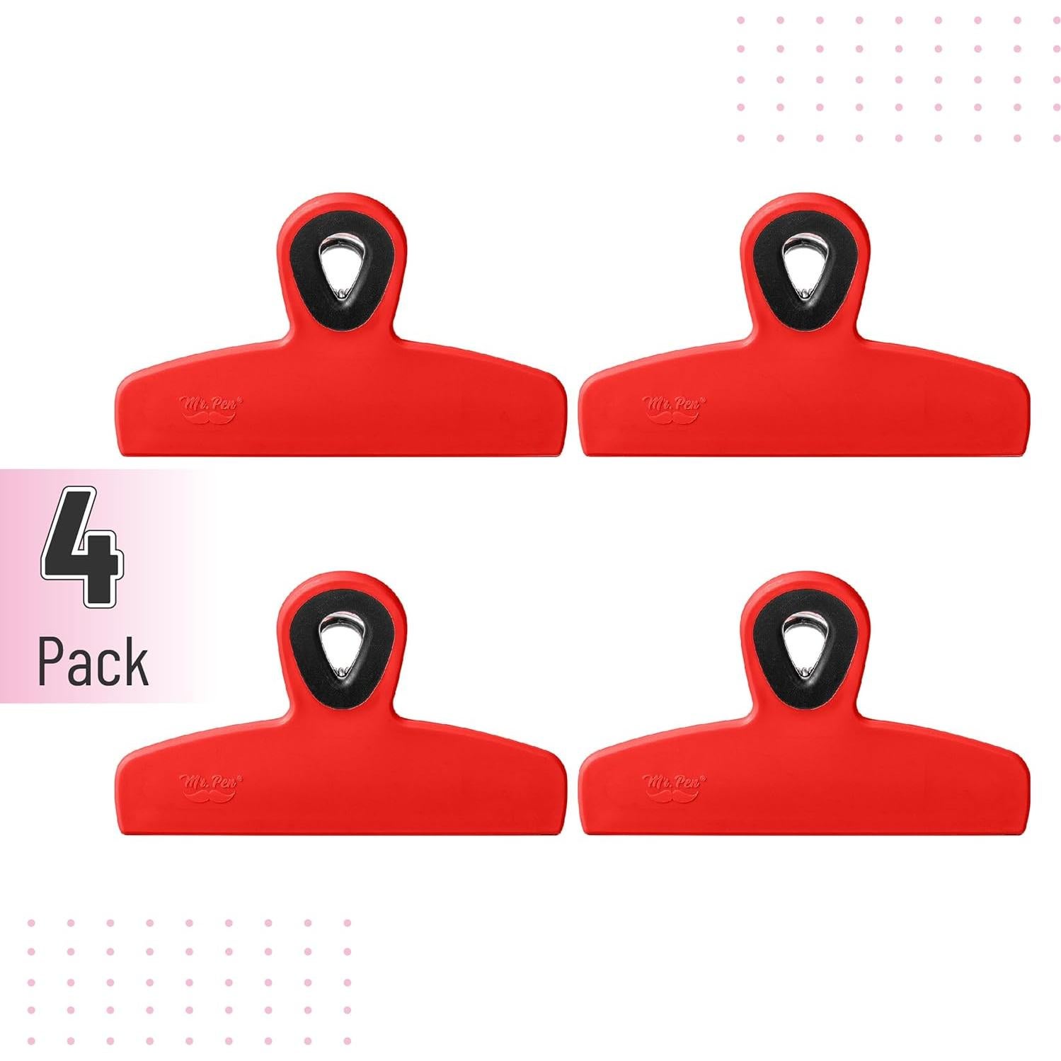Clips Magnéticos Mr. Pen para Bolsas - Paquete de 4, 12.7 cm, Rojo