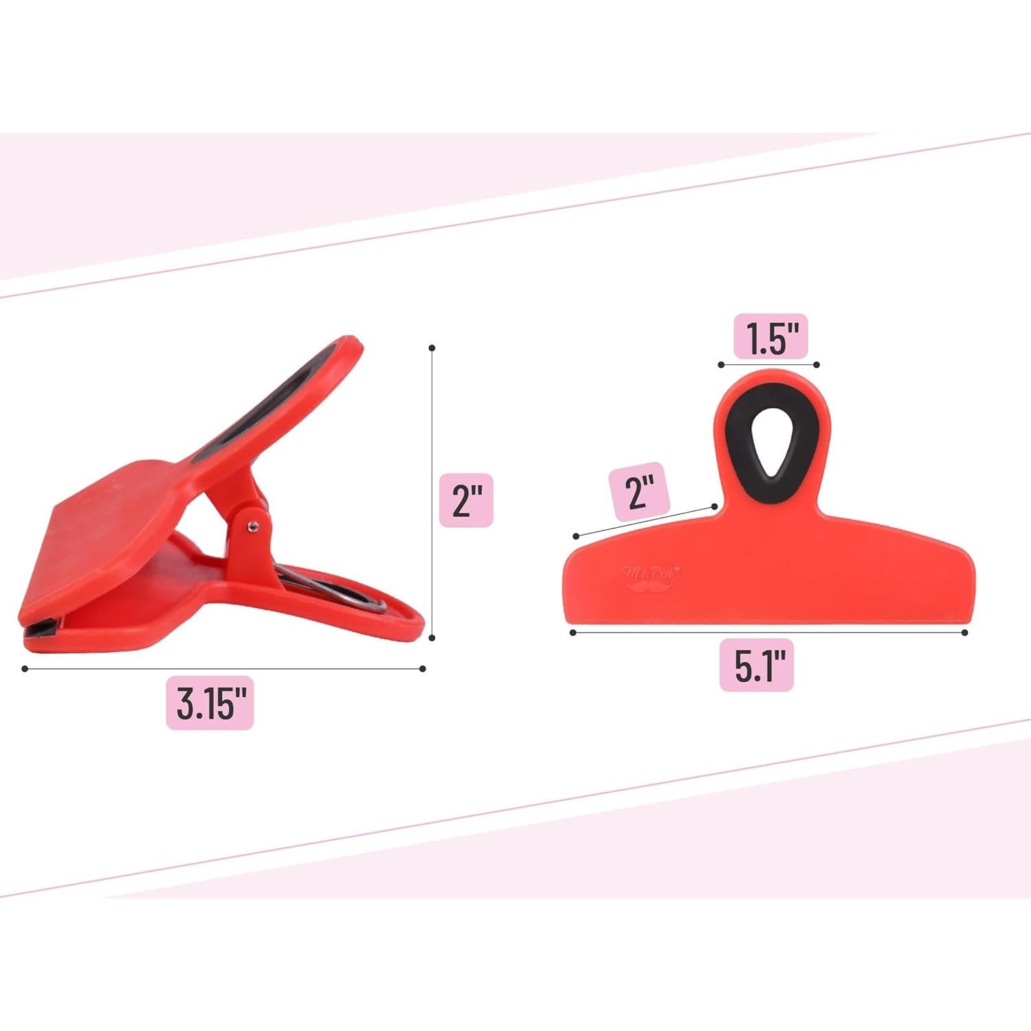 Clips Magnéticos Mr. Pen para Bolsas - Paquete de 4, 12.7 cm, Rojo