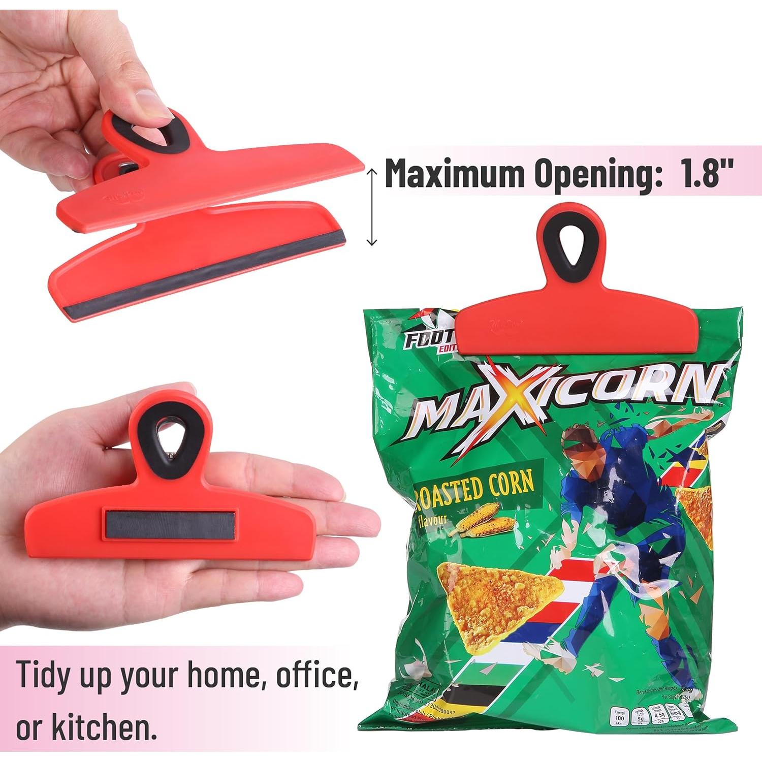 Clips Magnéticos Mr. Pen para Bolsas - Paquete de 4, 12.7 cm, Rojo