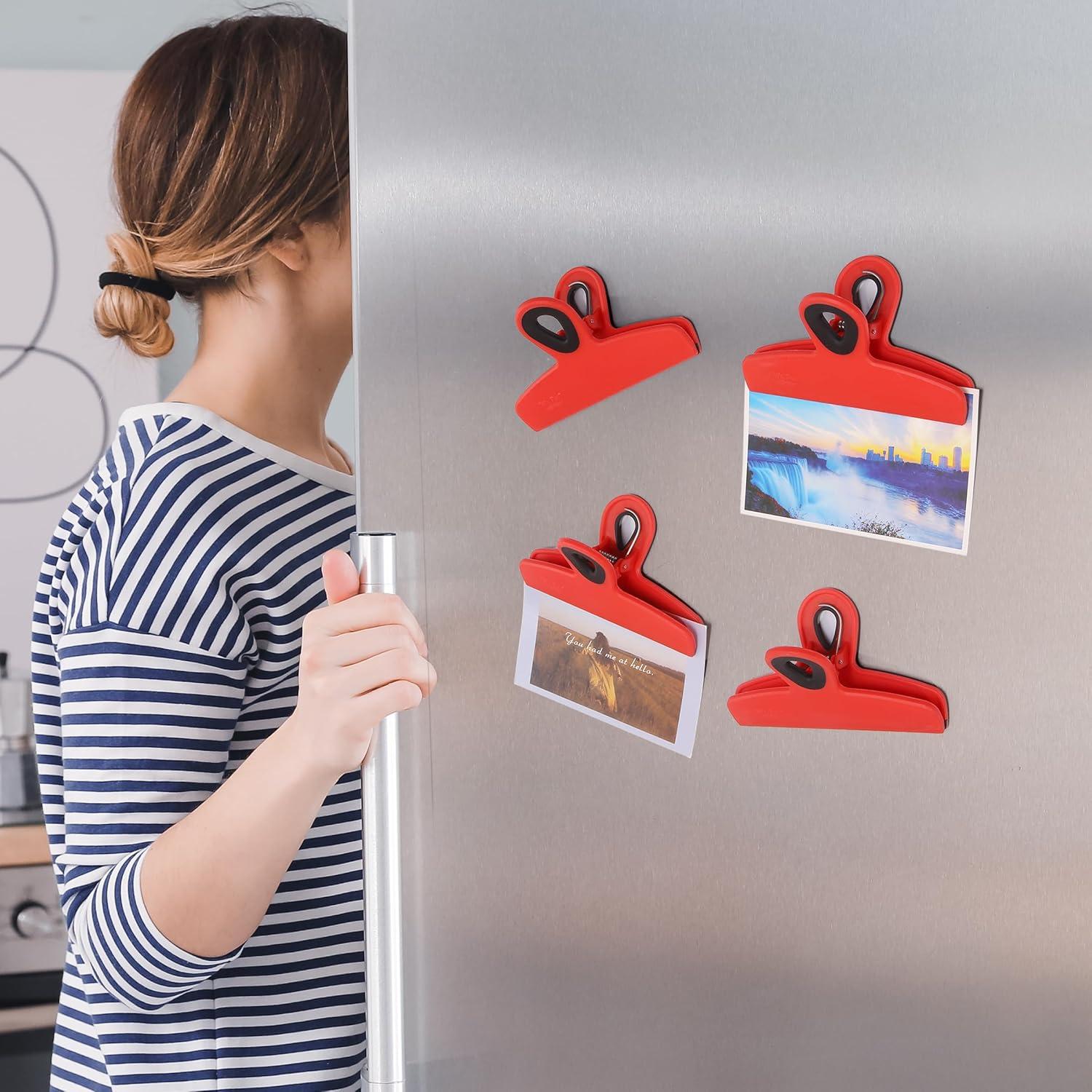 Clips Magnéticos Mr. Pen para Bolsas - Paquete de 4, 12.7 cm, Rojo