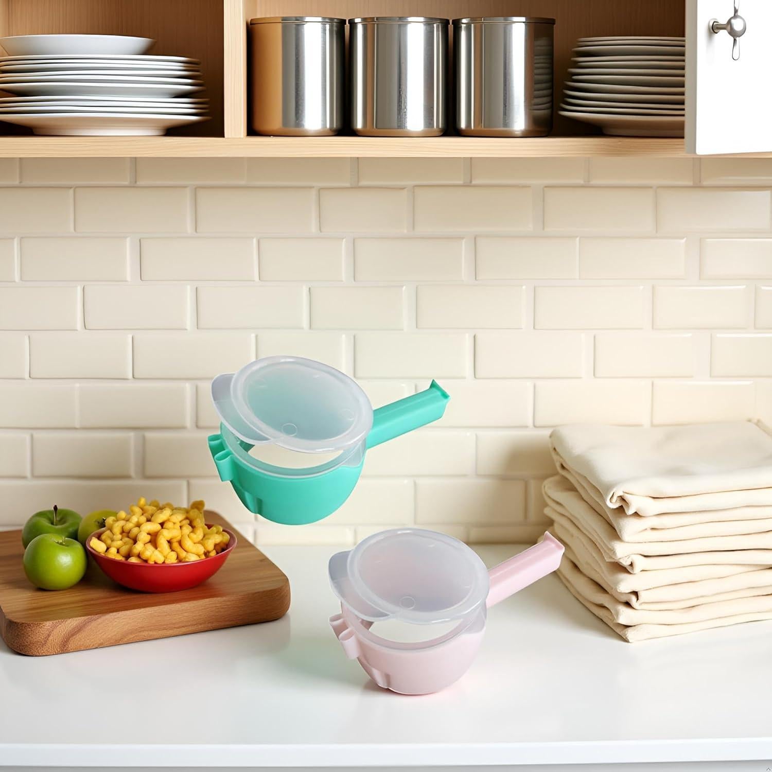 Clips de Almacenamiento de Alimentos GANPUB 2 Pcs Verde y Rosa