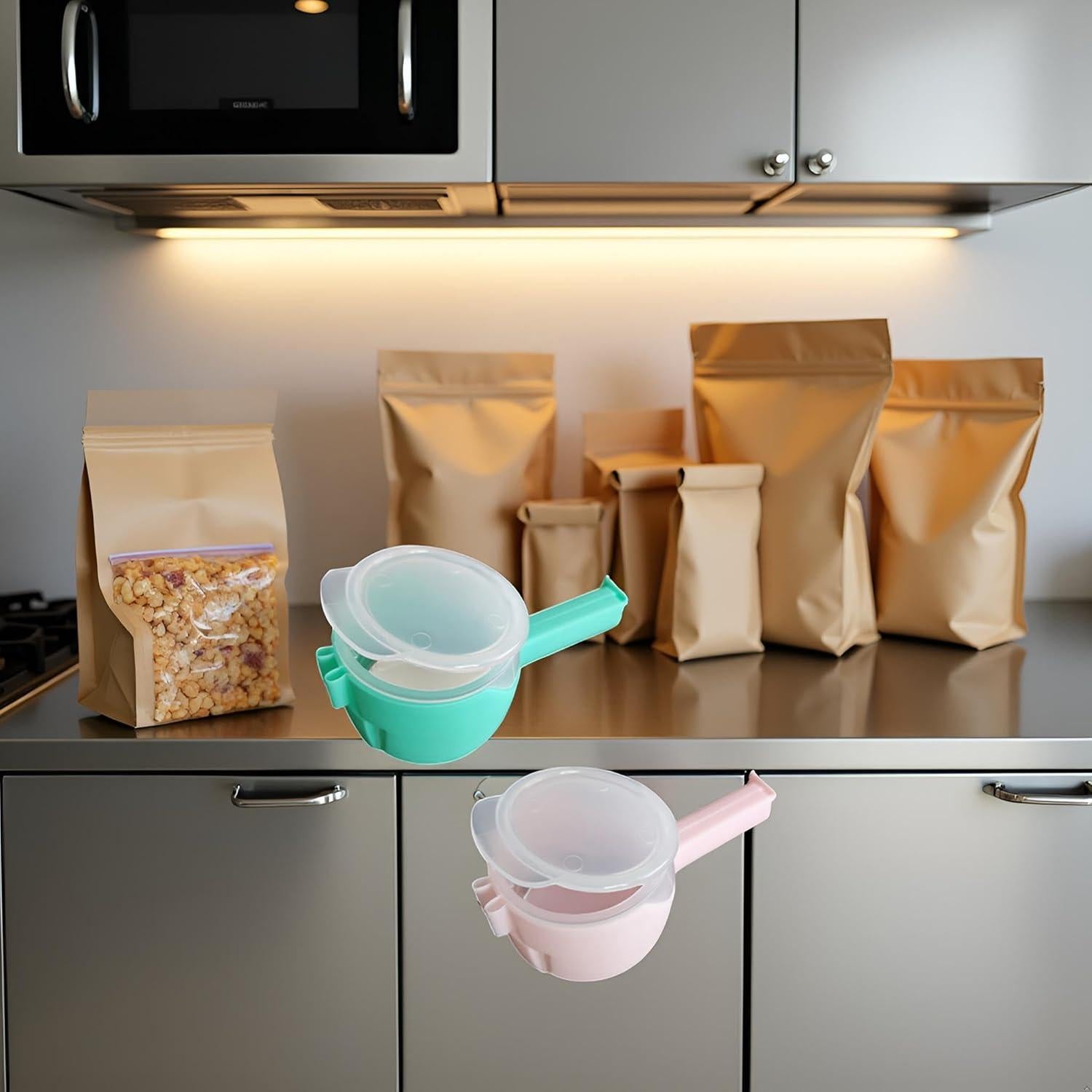 Clips de Almacenamiento de Alimentos GANPUB 2 Pcs Verde y Rosa