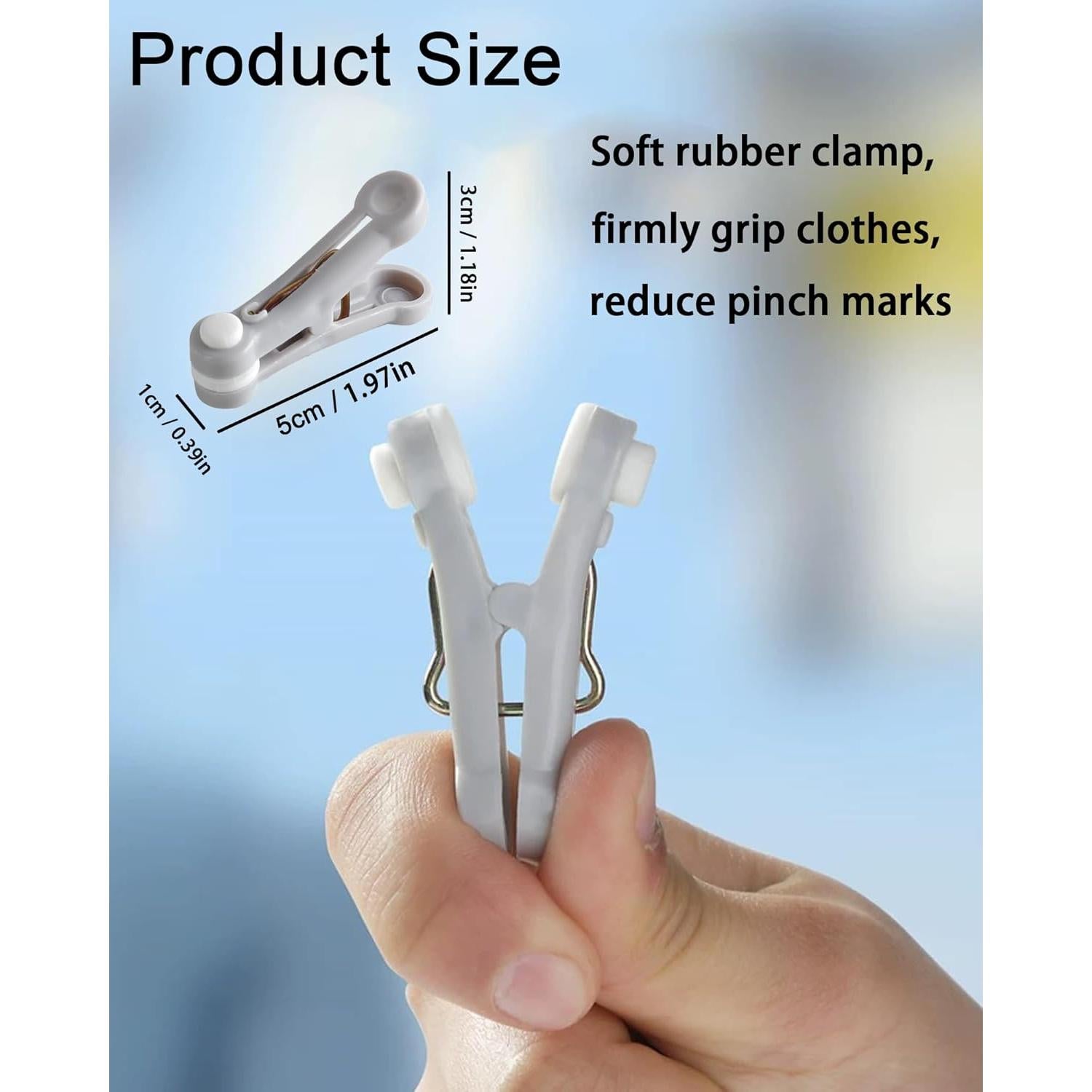 12 Pinzas de Plástico CUARUSUIKA para Ropa y Comida - Blanco y Gris