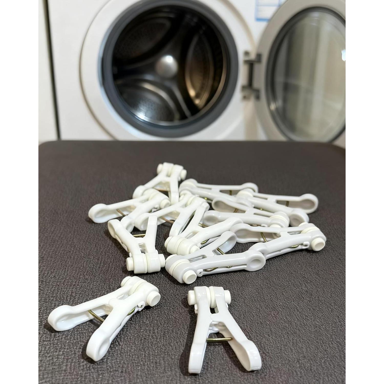 12 Pinzas de Plástico CUARUSUIKA para Ropa y Comida - Blanco y Gris