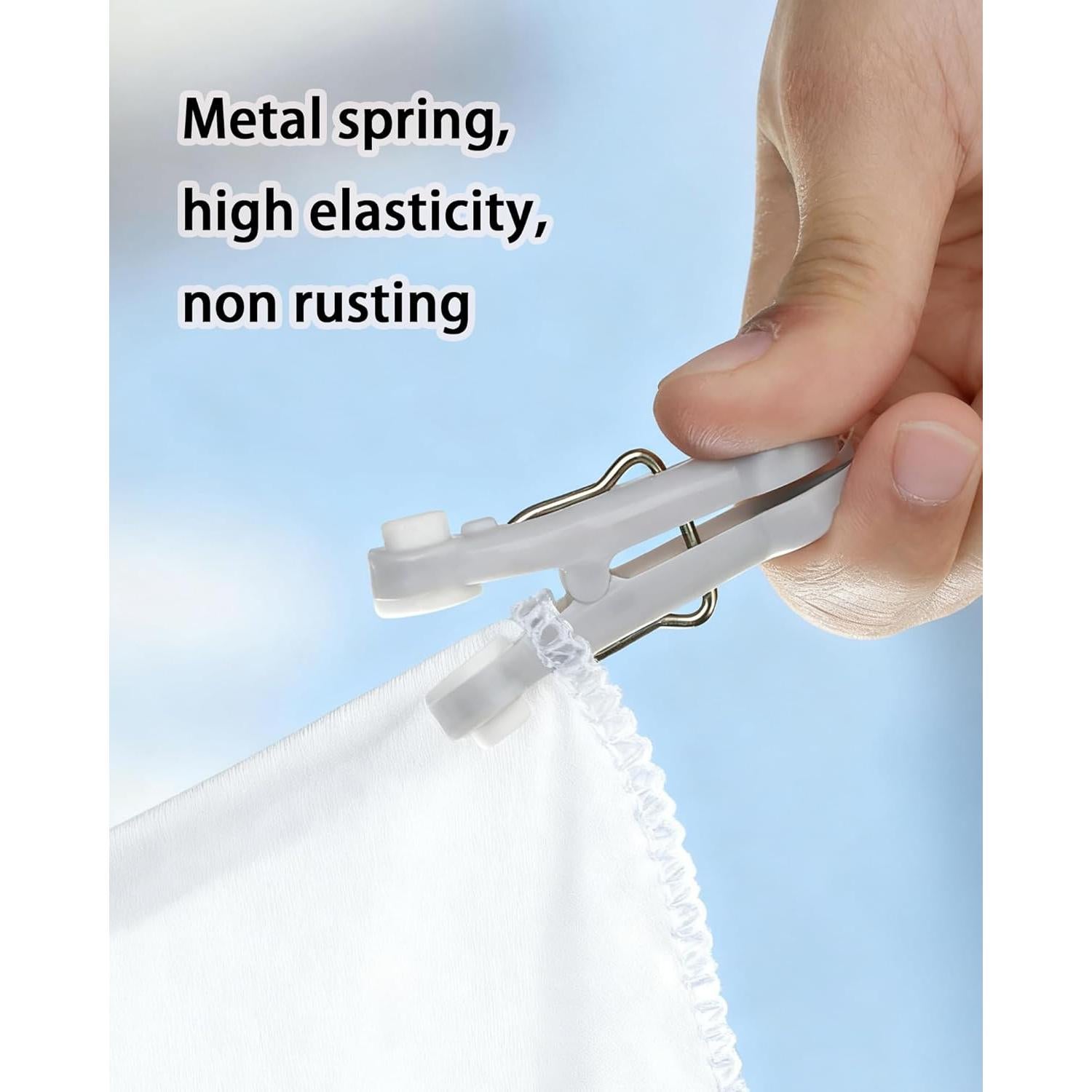 12 Pinzas de Plástico CUARUSUIKA para Ropa y Comida - Blanco y Gris