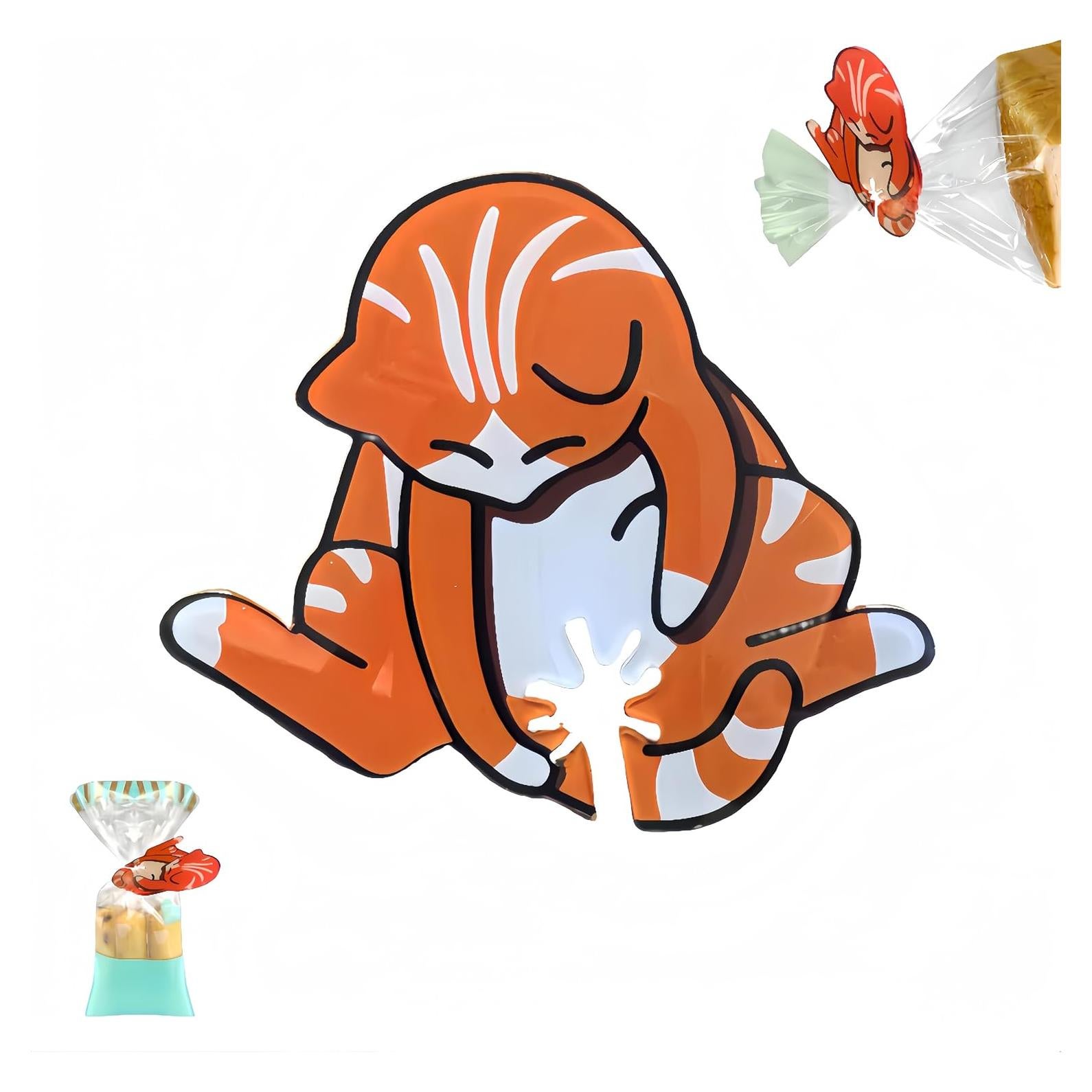 Clip de Pan en Forma de Gato Genérico Sostenedor de Bolsa Naranja