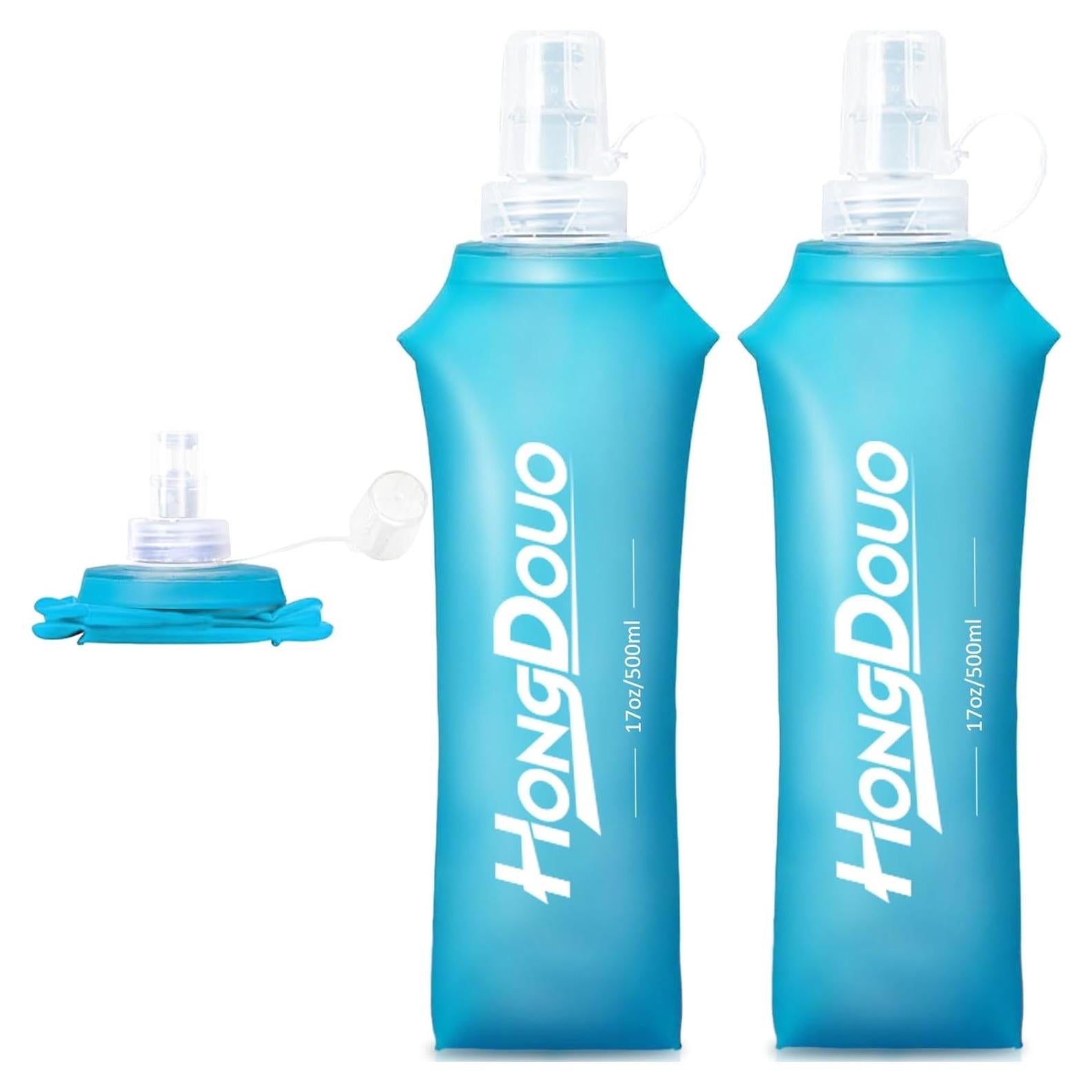 2 Botellas de Agua Suave Colapsables 500ml Hongdouo Azul