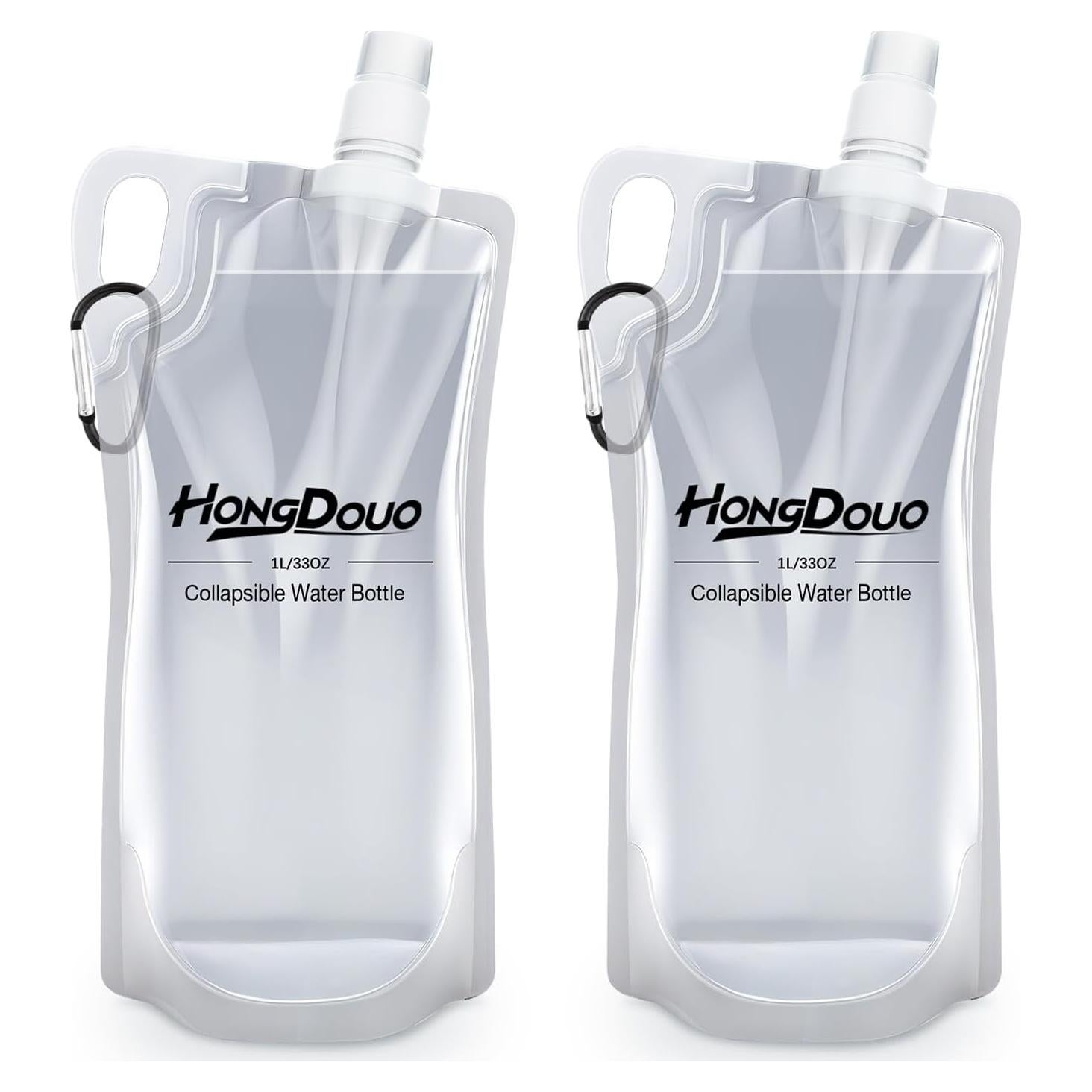 Paquete 2 Botellas de Agua Plegables 1L Hongdouo para Senderismo