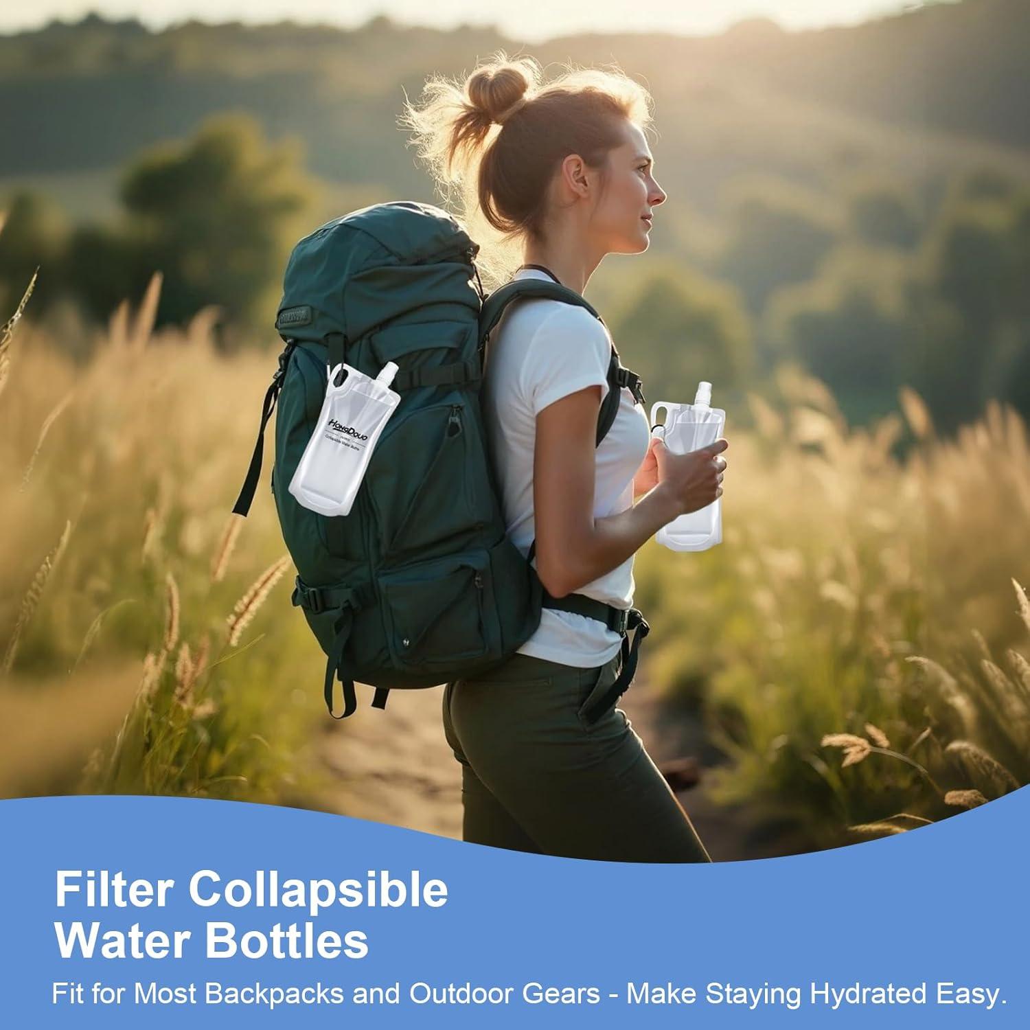Paquete 2 Botellas de Agua Plegables 1L Hongdouo para Senderismo